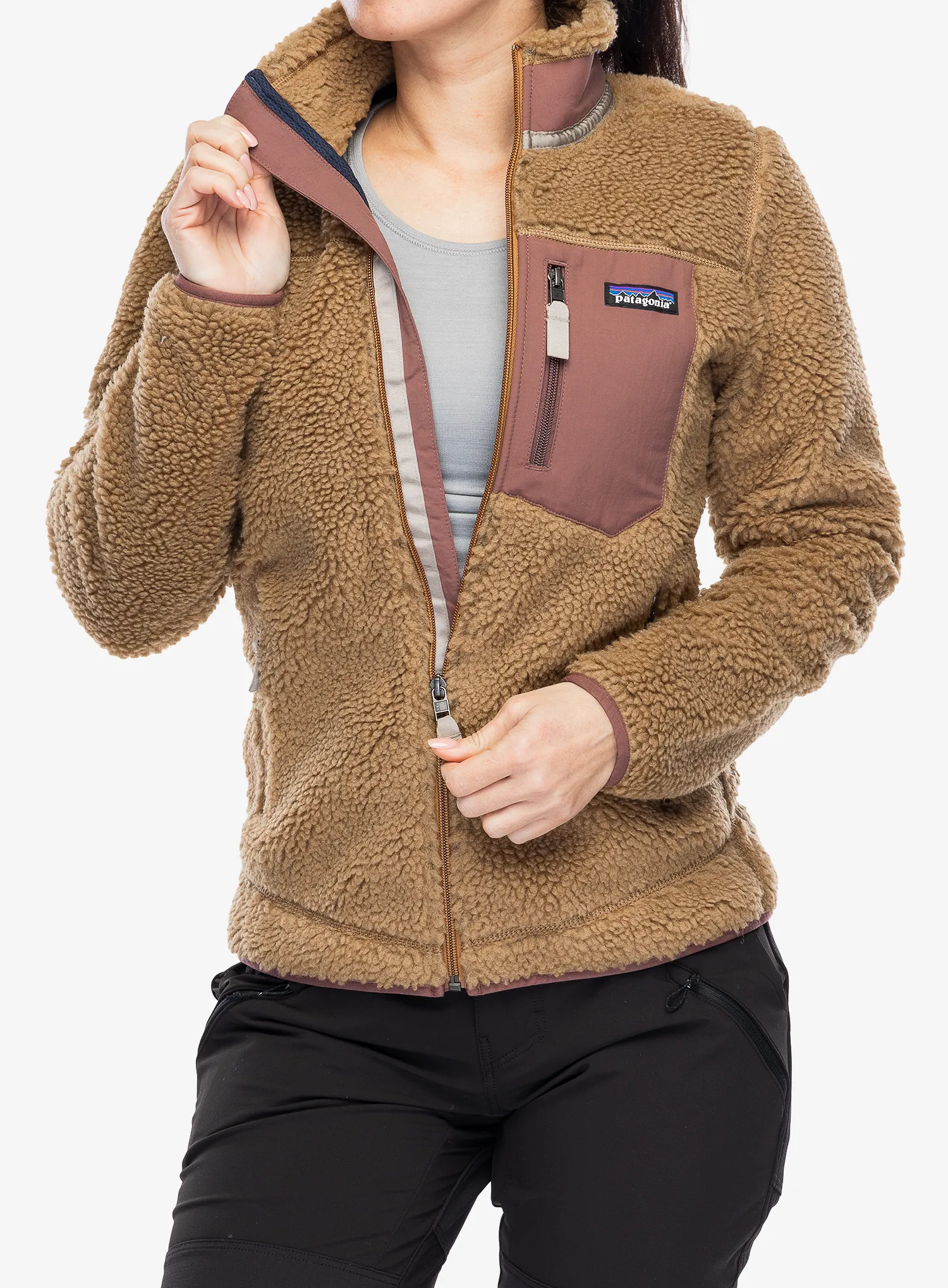 Ženski flis Patagonia Classic Retro-X Jacket - nest brown/dulse mauve