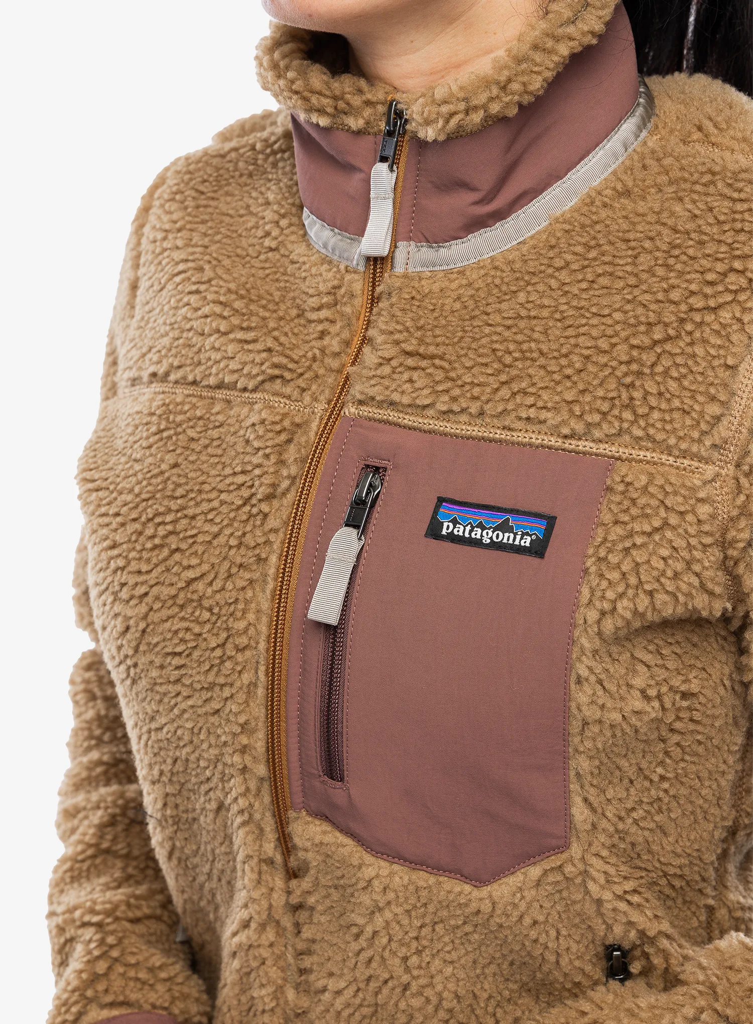 Ženski flis Patagonia Classic Retro-X Jacket - nest brown/dulse mauve