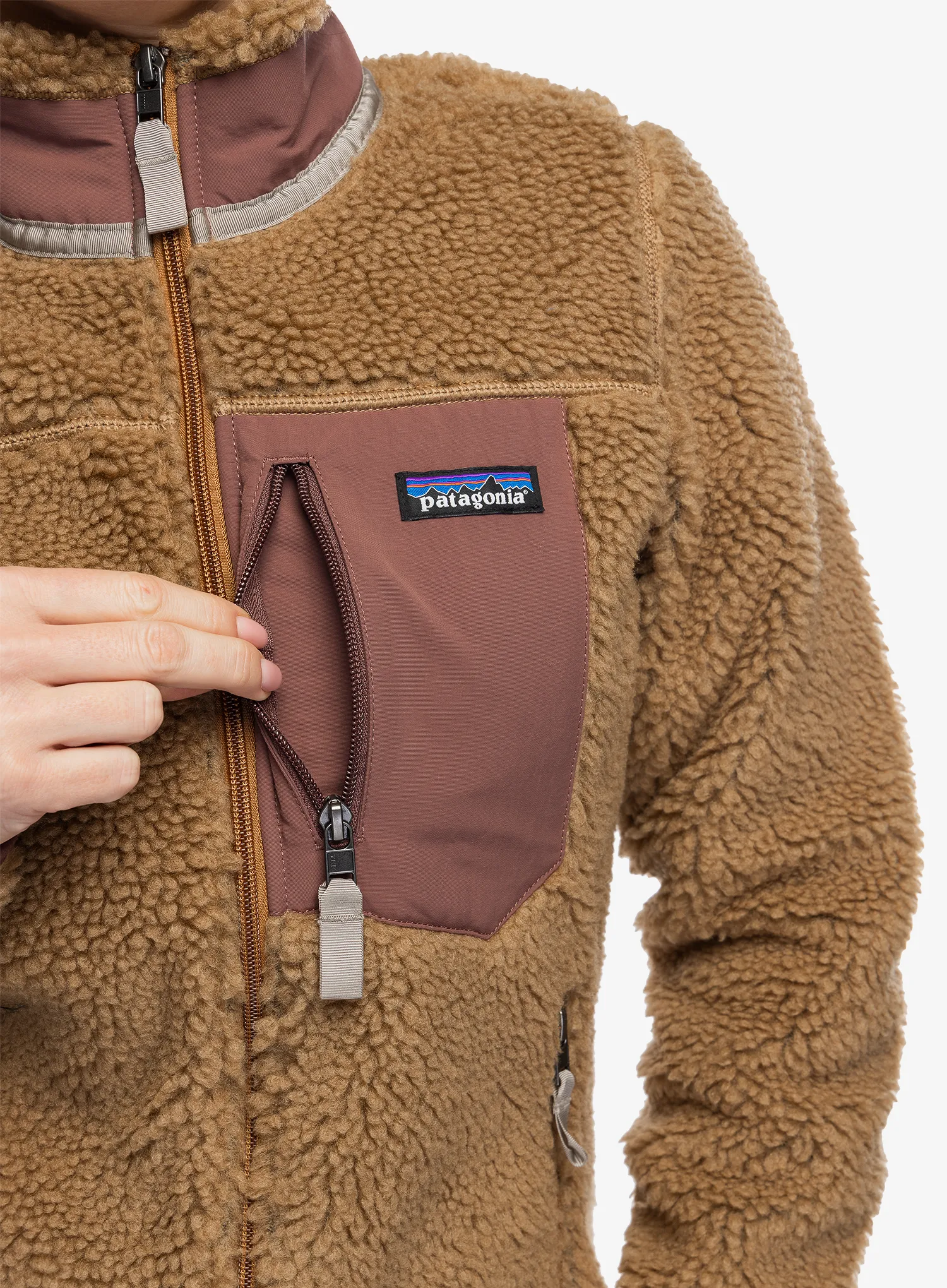 Ženski flis Patagonia Classic Retro-X Jacket - nest brown/dulse mauve