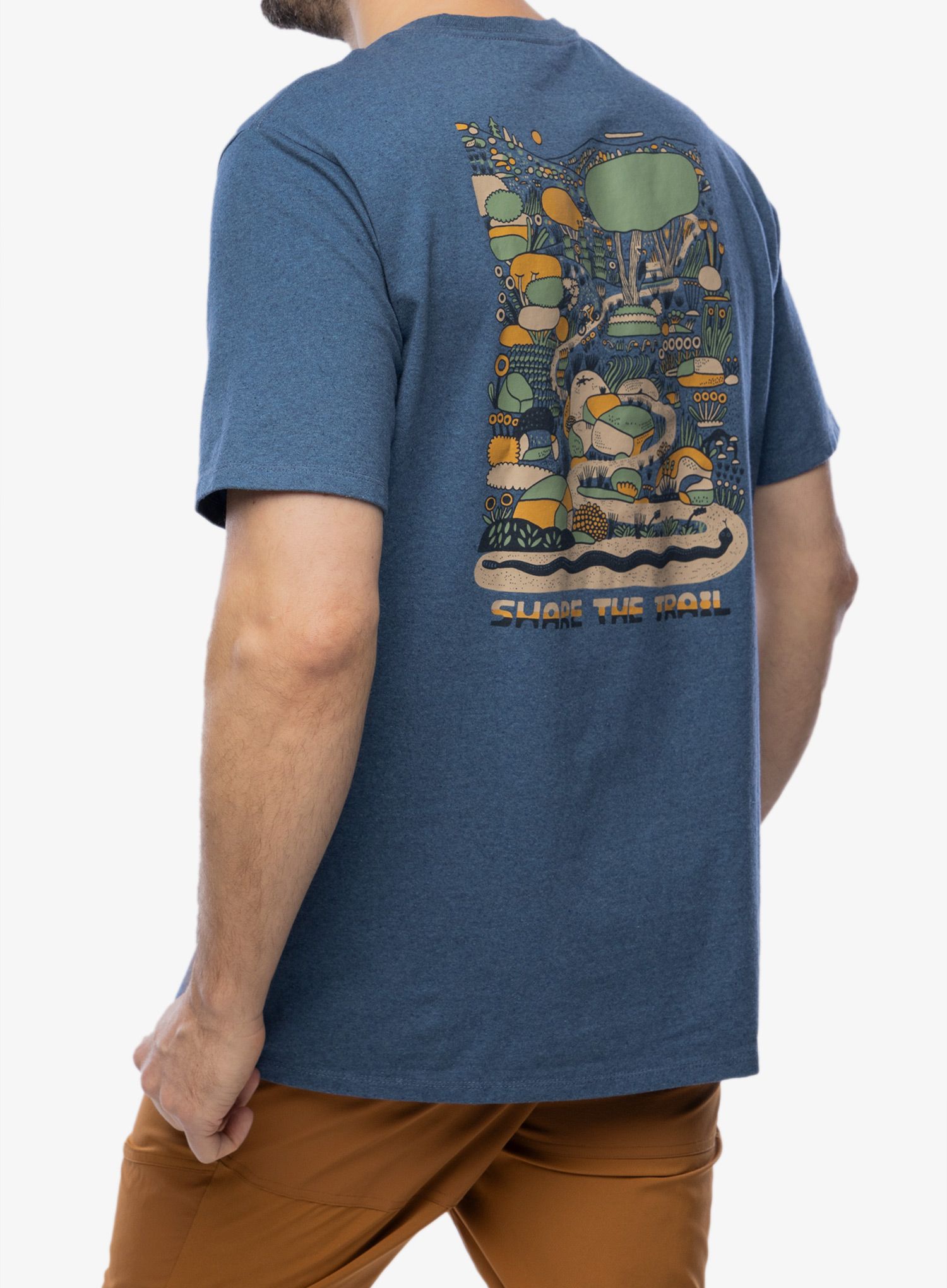 Majica s potiskom Patagonia Commontrail Pocket Responsibili-Tee - utility blue