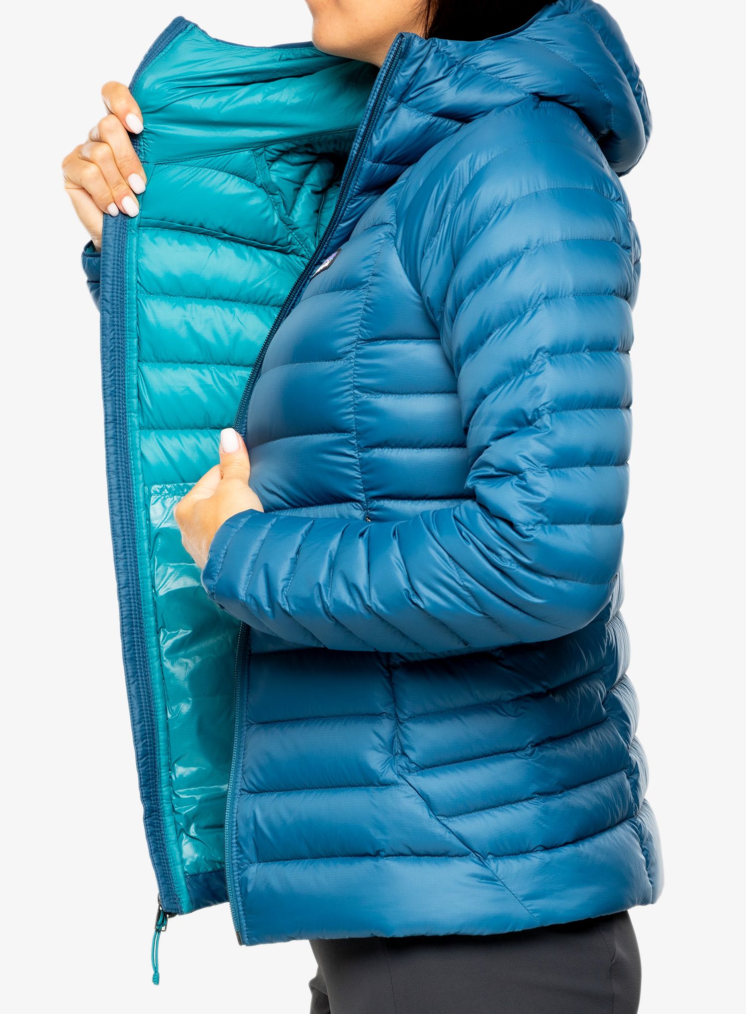 Ženska puhovka Patagonia Down Sweater Hoody - lagom blue