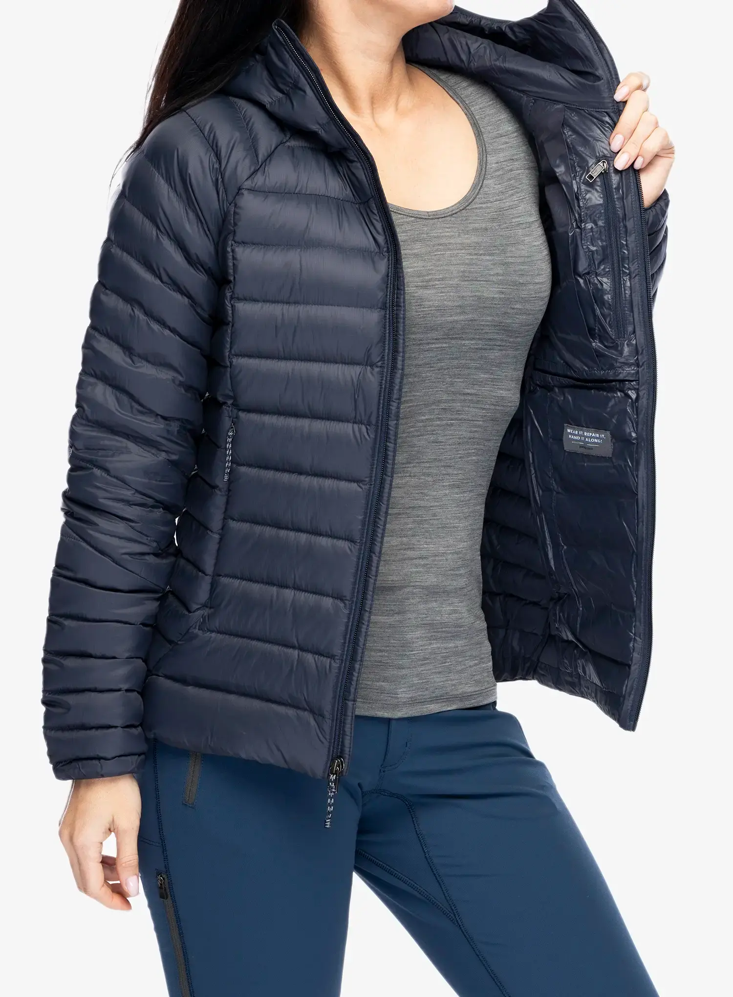 Ženska puhovka Patagonia Down Sweater Hoody - smolder blue