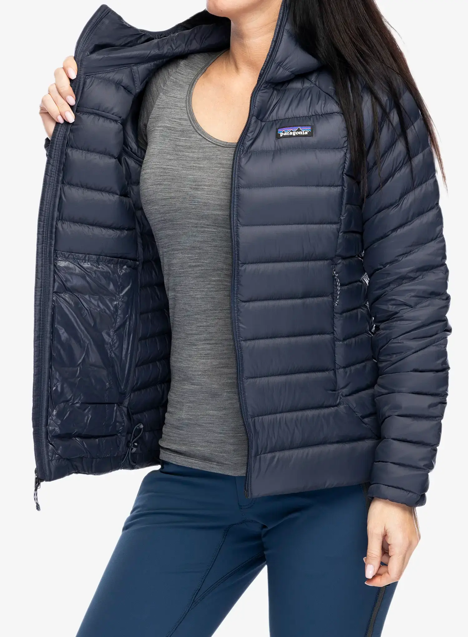 Ženska puhovka Patagonia Down Sweater Hoody - smolder blue