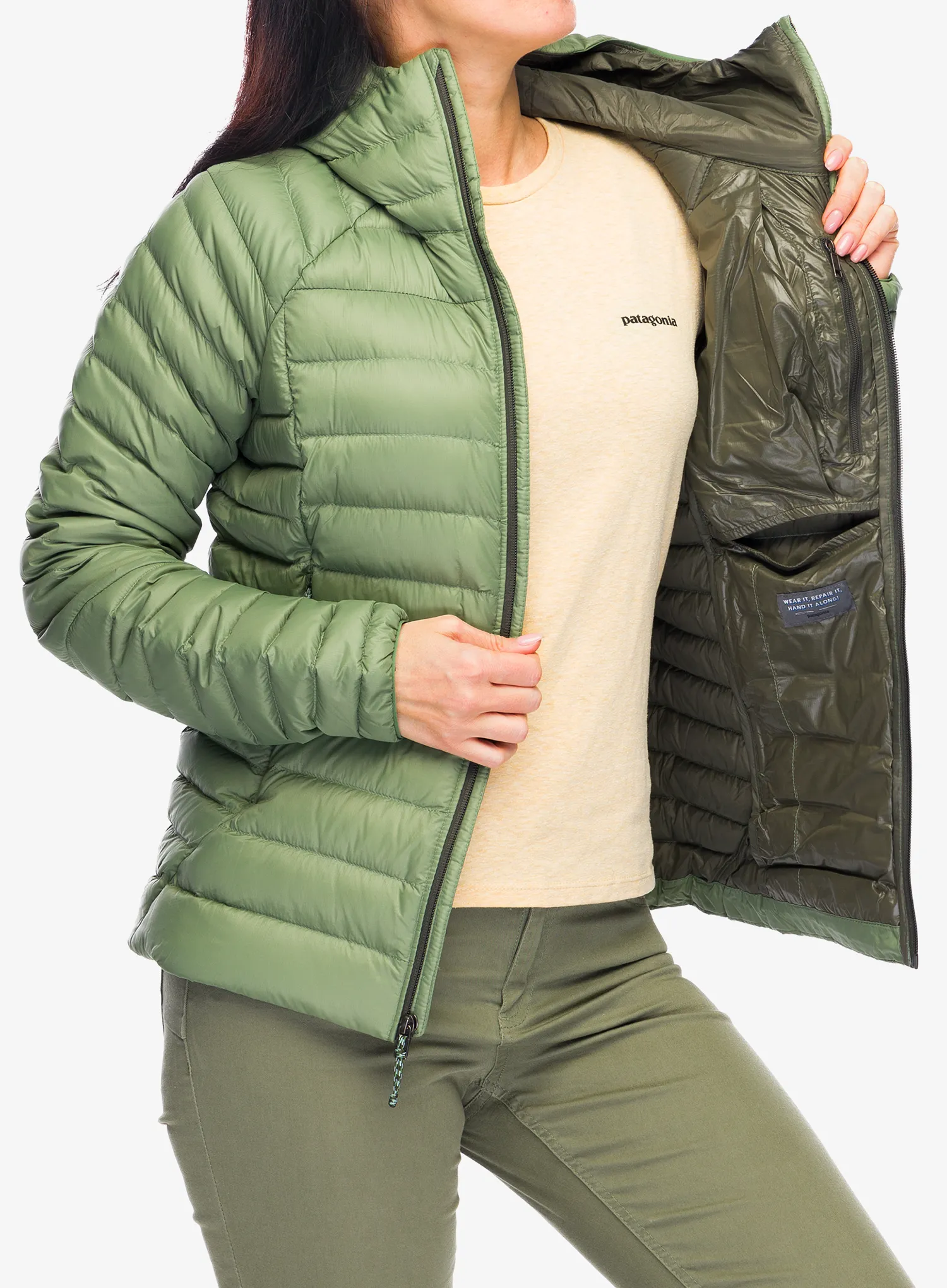 Ženska puhovka Patagonia Down Sweater Hoody - terrain green