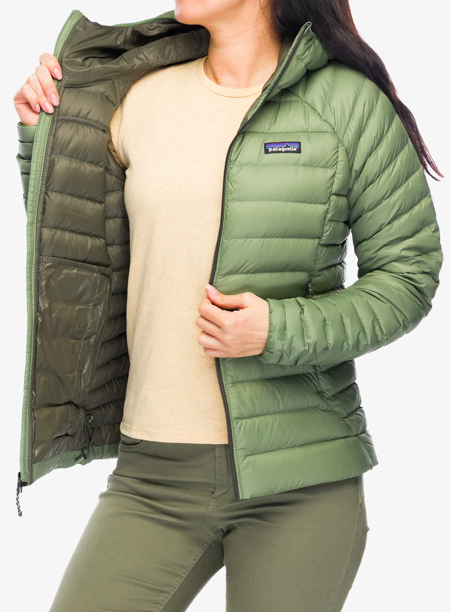 Ženska puhovka Patagonia Down Sweater Hoody - terrain green