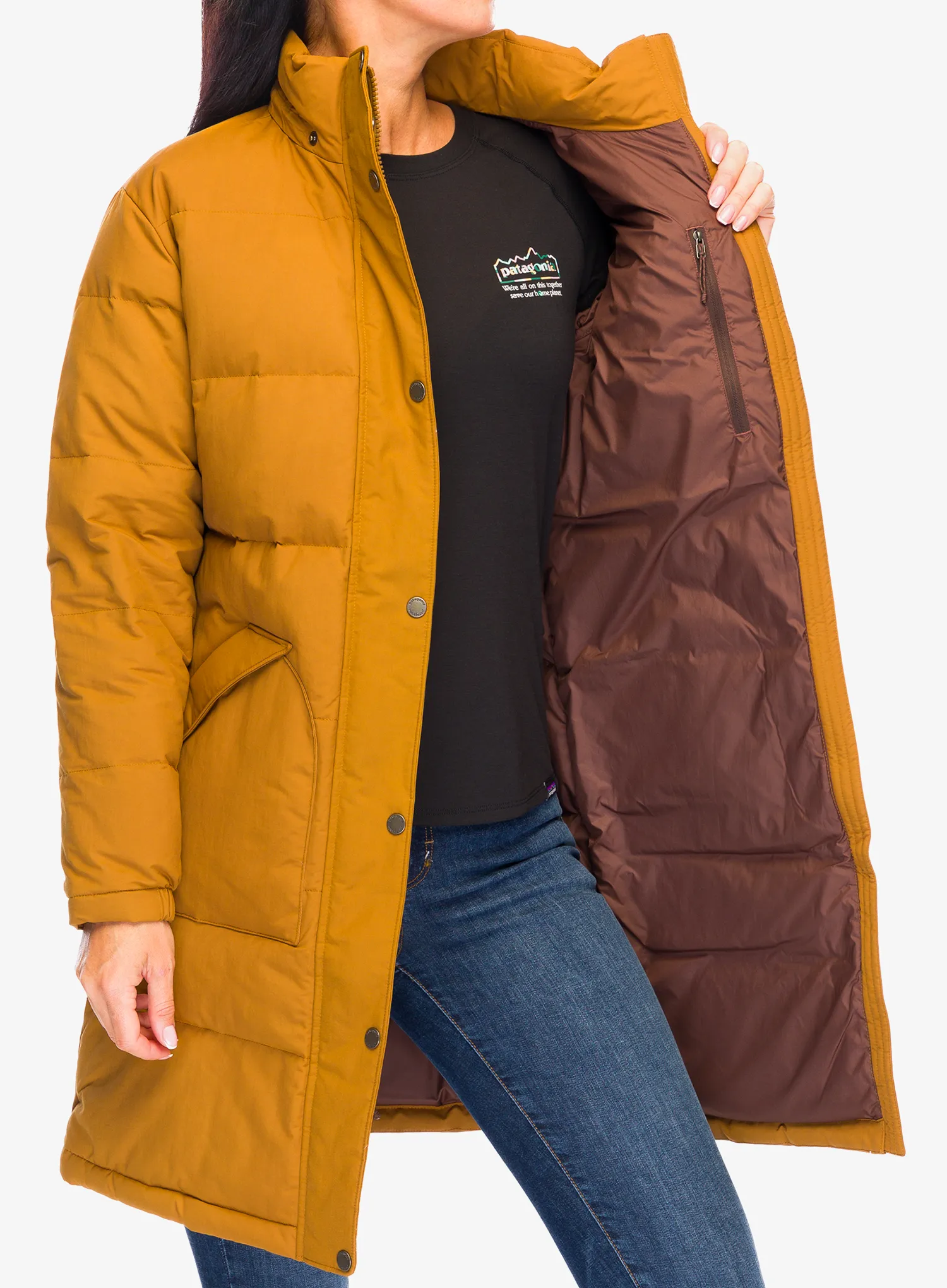 Puhast plašč Patagonia Downdrift Parka - shelter brown