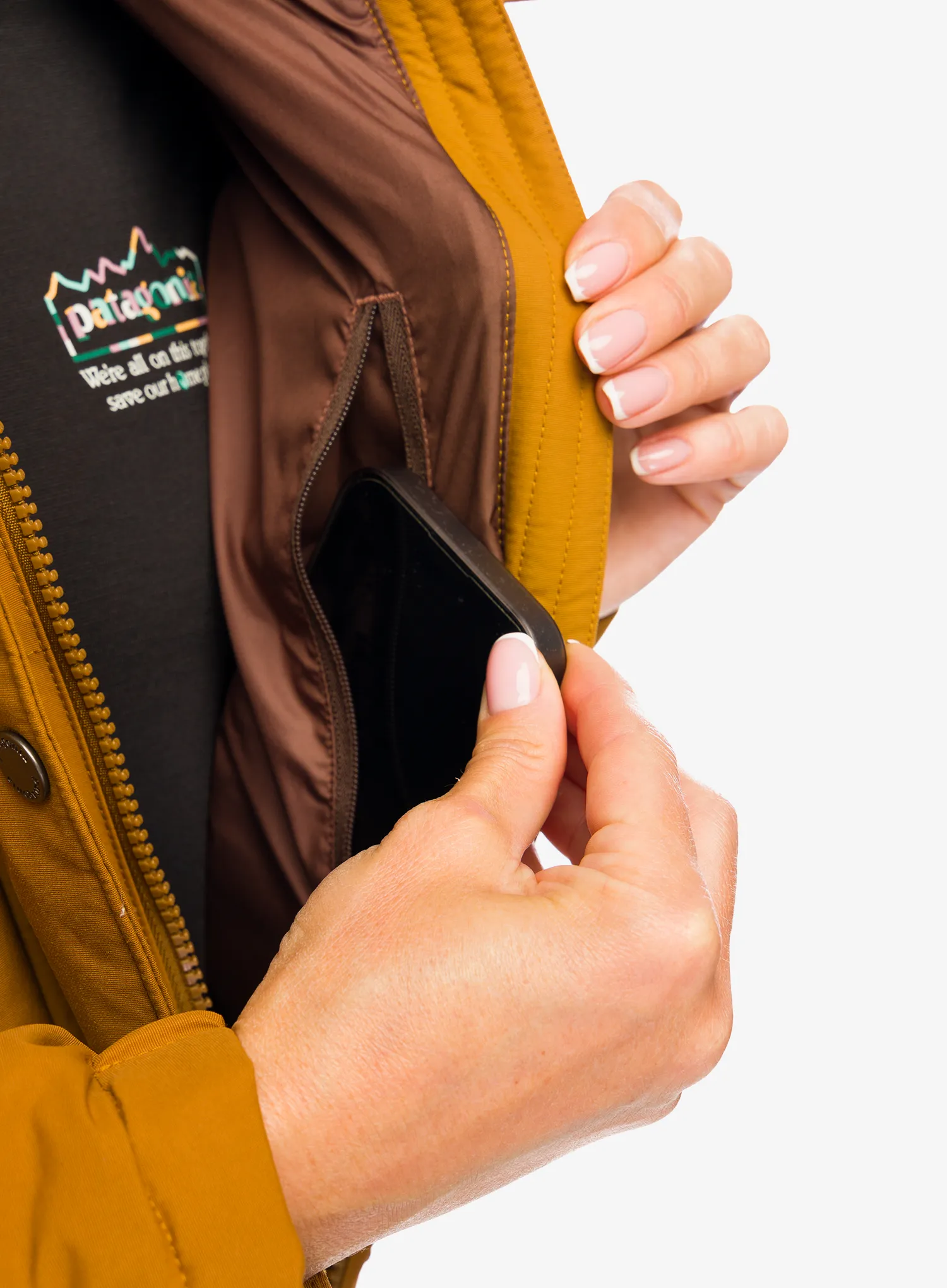 Puhast plašč Patagonia Downdrift Parka - shelter brown