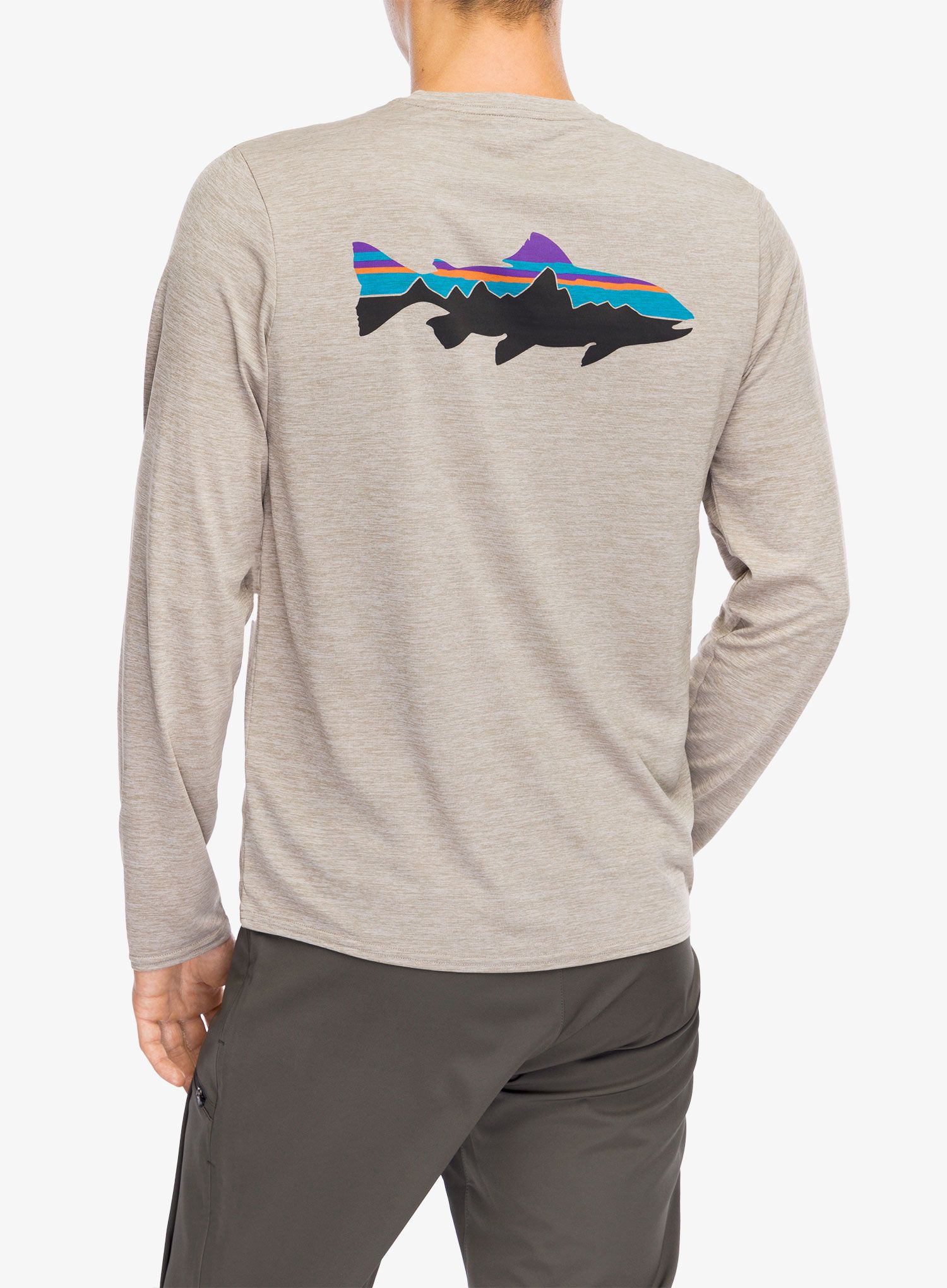 Majica z dolgimi rokavi Patagonia L/S Cap Cool Daily Graphic Shirt Waters - fitz roy trout seabird grey