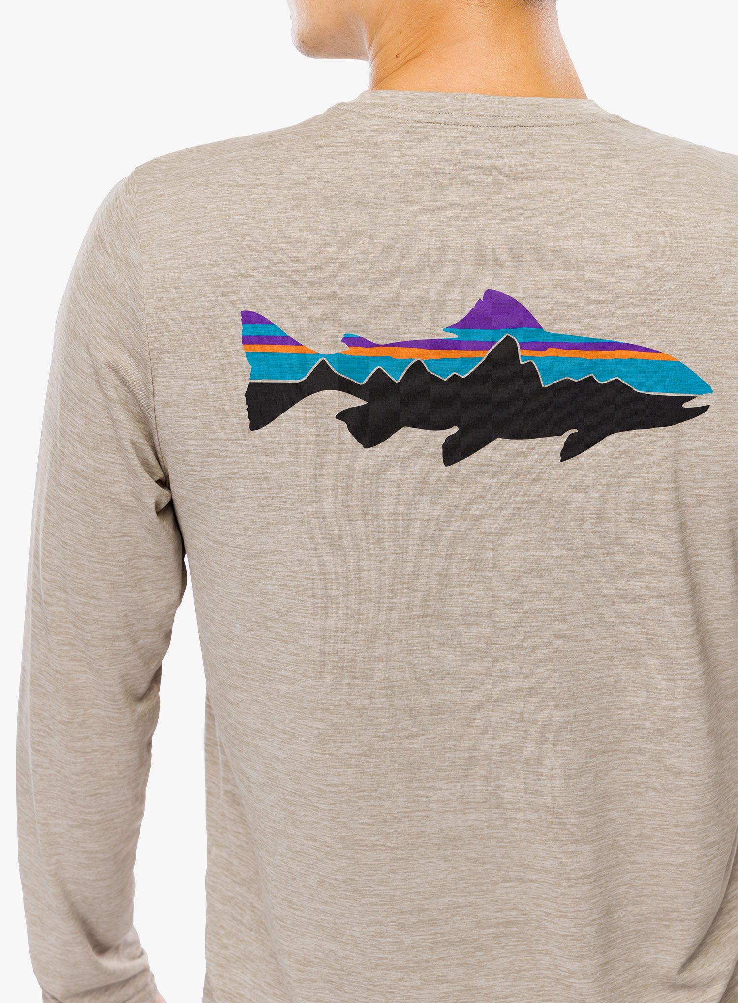 Majica z dolgimi rokavi Patagonia L/S Cap Cool Daily Graphic Shirt Waters - fitz roy trout seabird grey