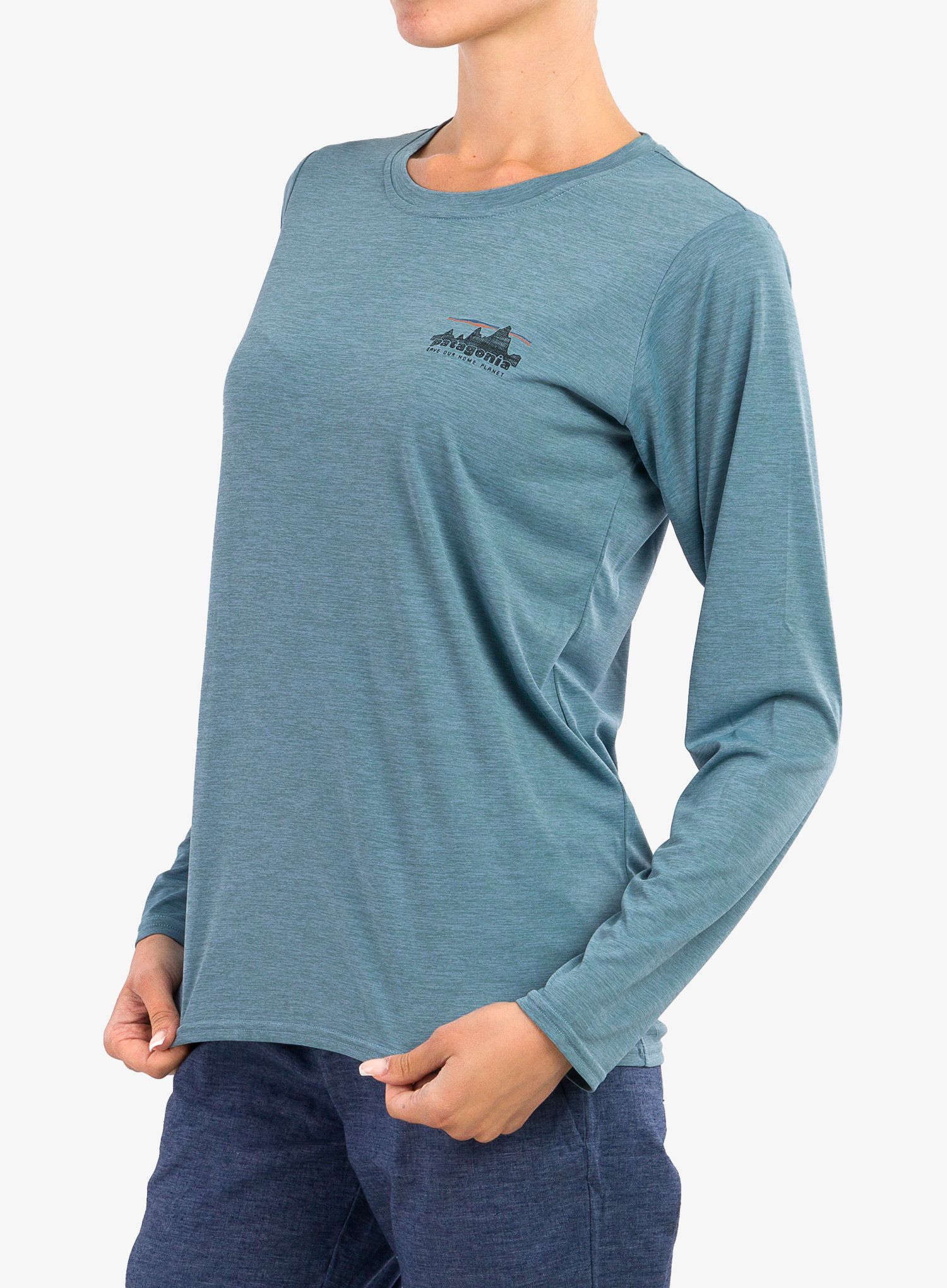 Ženska jopica Patagonia L/S Capilene Cool Daily Graphic Shirt - 73 skyline lt plume grey x-dye