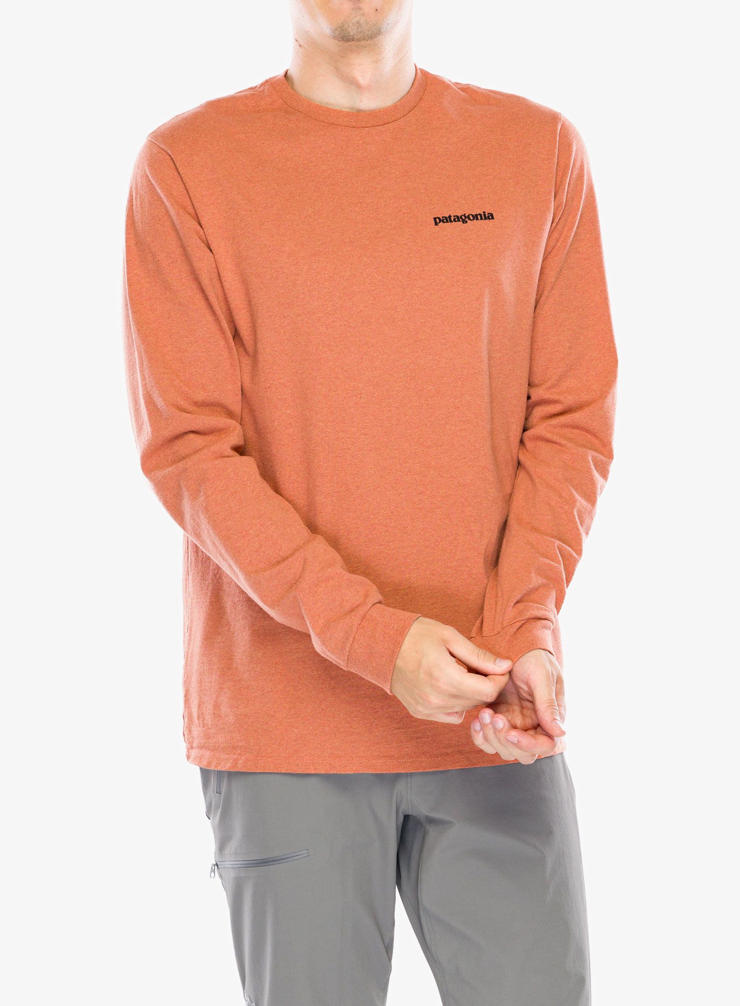 Puloverji brez kapuce Patagonia L/S P-6 Logo Responsibili-Tee - redtail rust