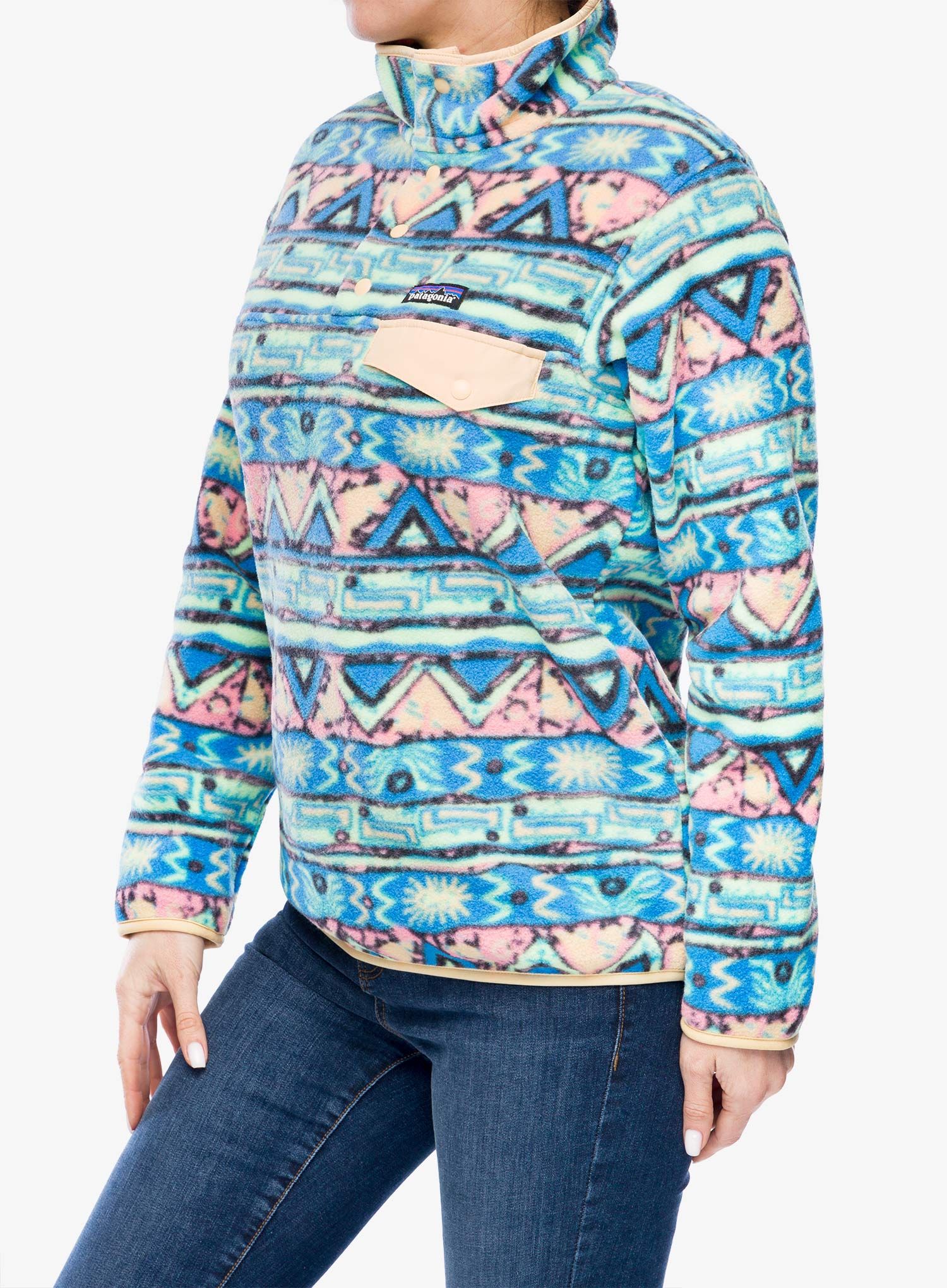 Ženski flis Patagonia Lightweight Synch Snap-T Pullover - high hopes/salamander