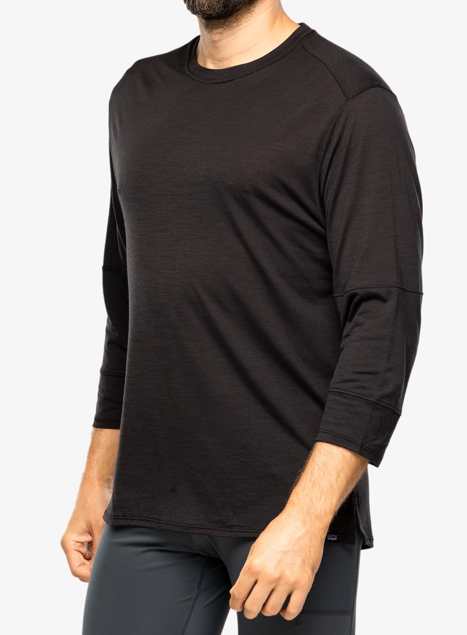 Kolesarska majica Patagonia Merino 3/4 Sleeve Bike Jersey - black