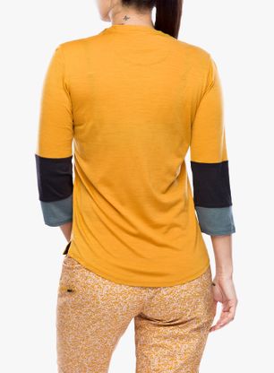 Ženska kolesarska majica Patagonia Merino 3/4 Sleeve Bike Jersey - golden
