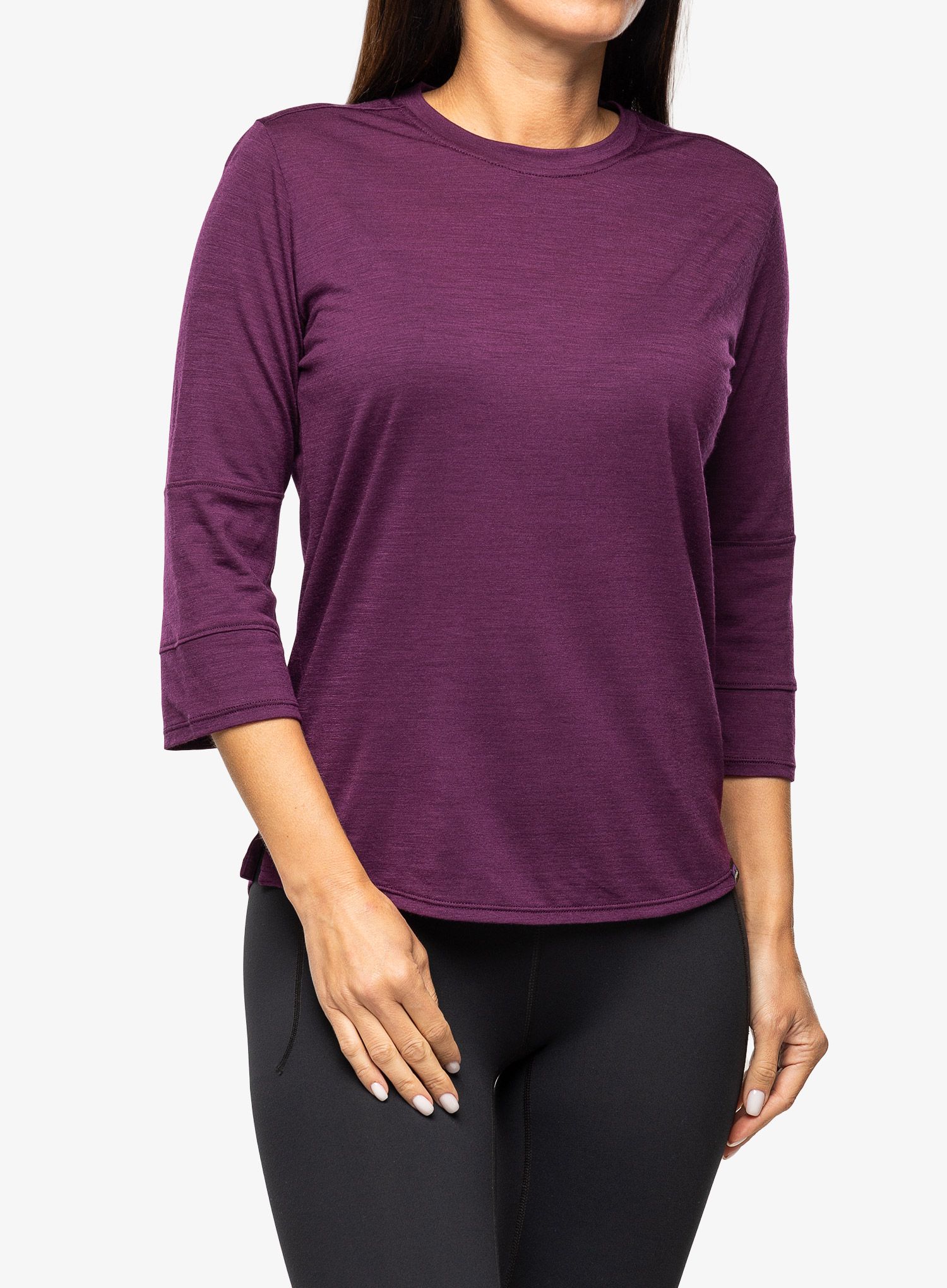 Ženska majica Patagonia Merino 3/4 Sleeve Bike Jersey - night plum
