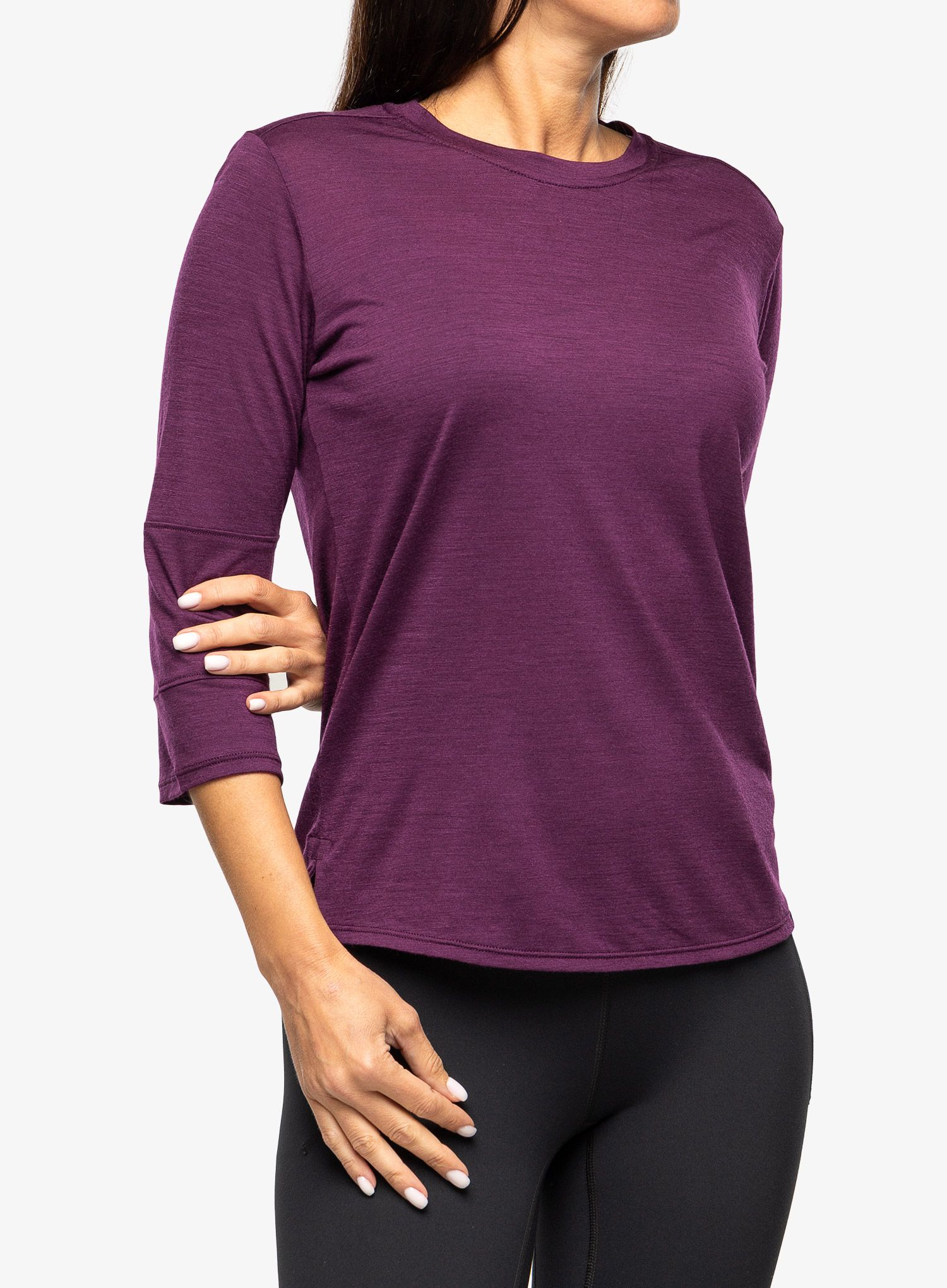 Ženska majica Patagonia Merino 3/4 Sleeve Bike Jersey - night plum