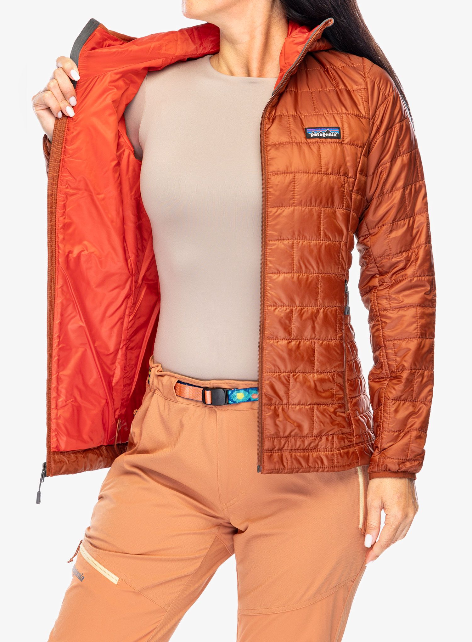 Ženska sintetična jakna Patagonia Nano Puff Hoody - burnished red