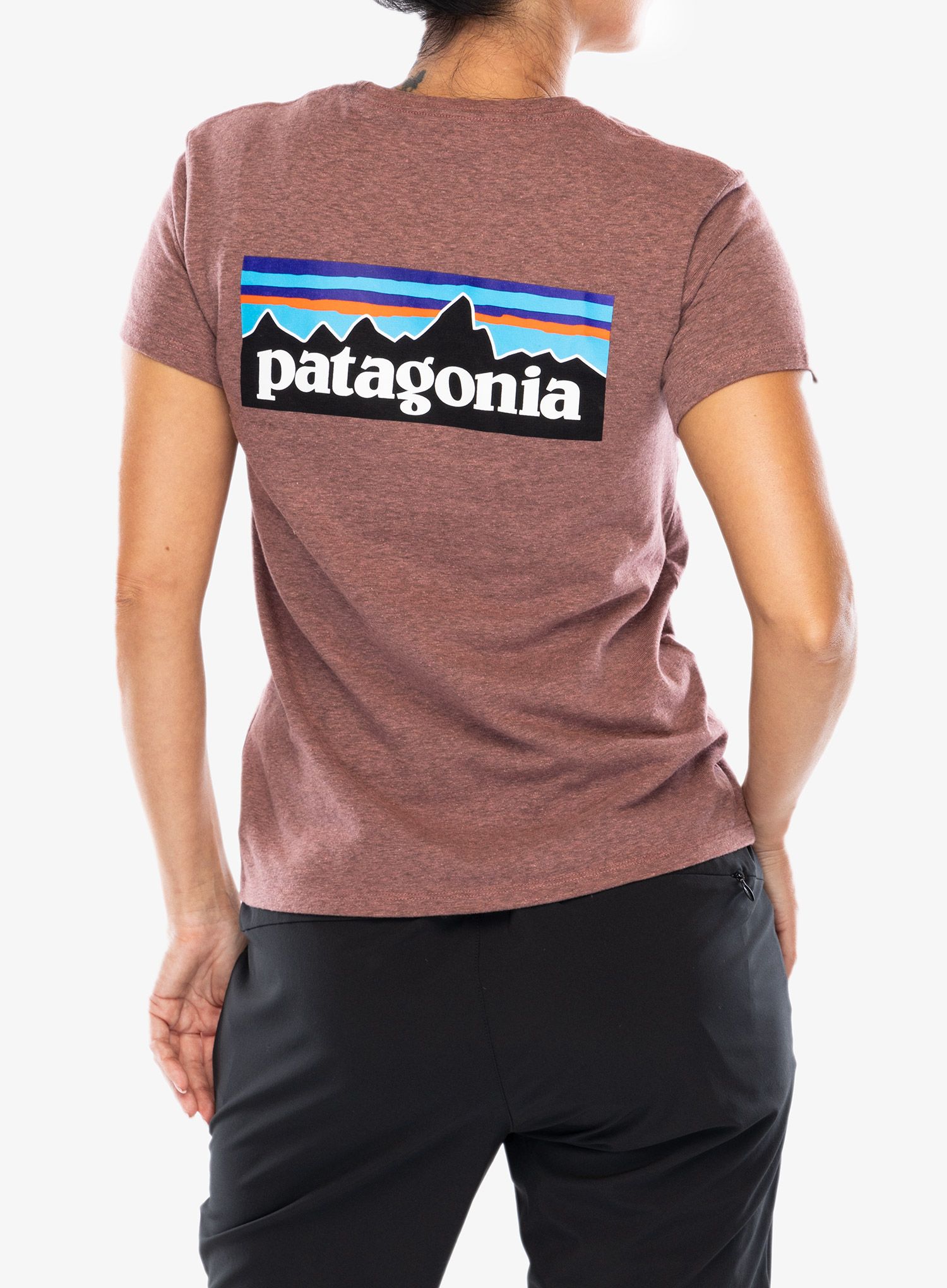 Ženska majica s potiskom Patagonia P-6 Logo Responsibili-Tee - dulse mauve