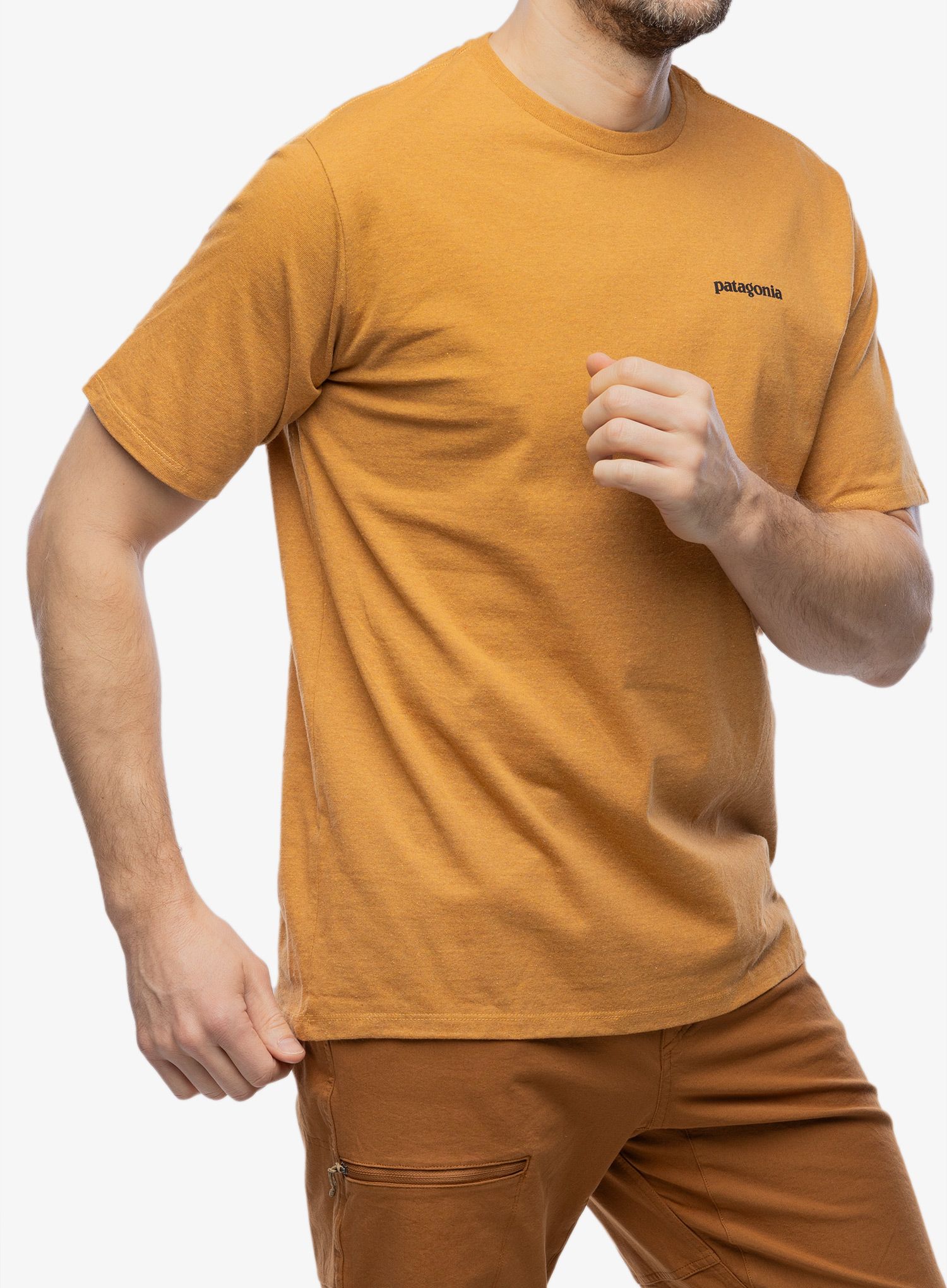 Majica s potiskom Patagonia P-6 Logo Responsibili-Tee - p-6 outline/golden