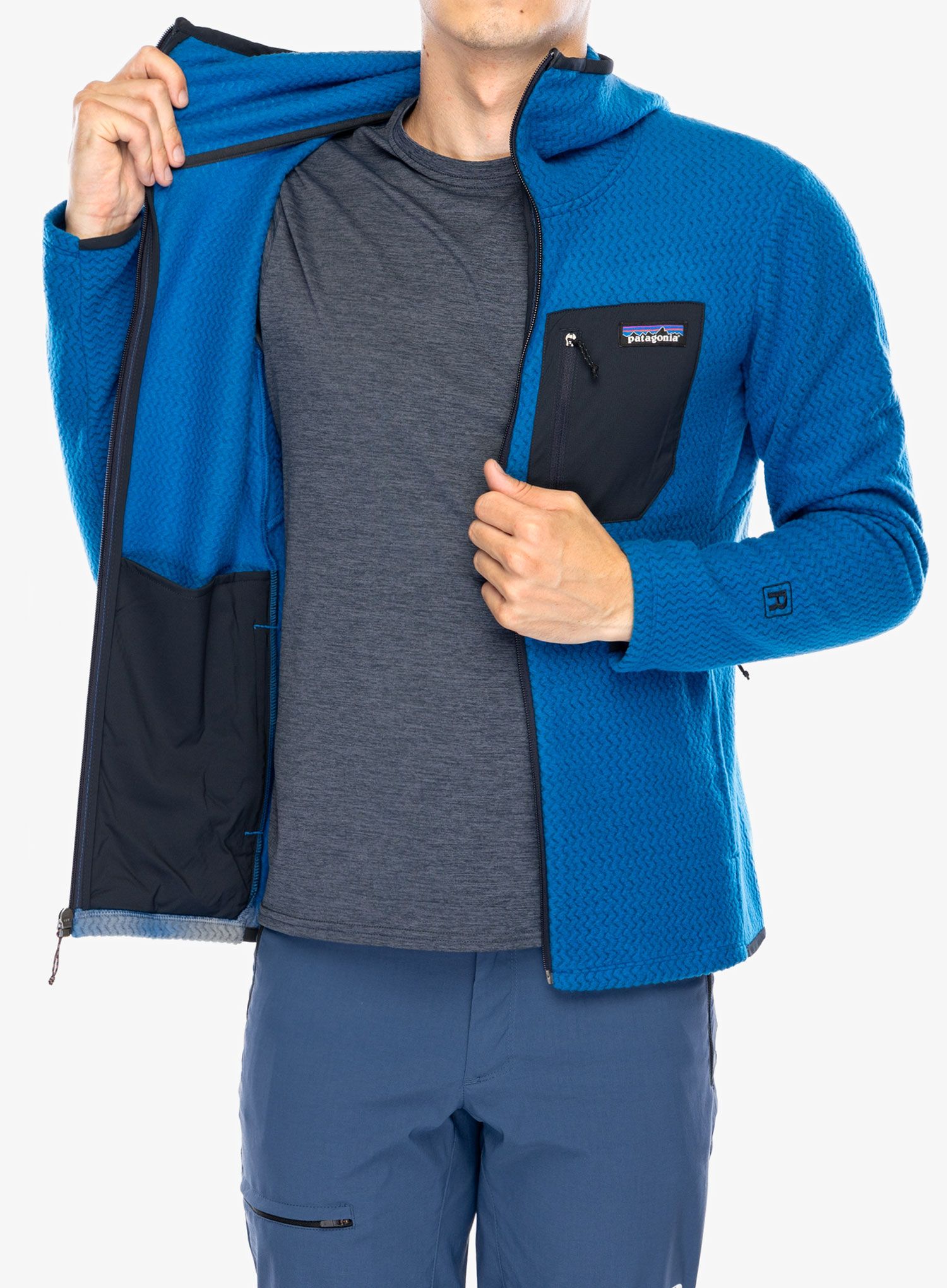 Jopica s kapuco Patagonia R1 Air Full-Zip Hoody - endles blue