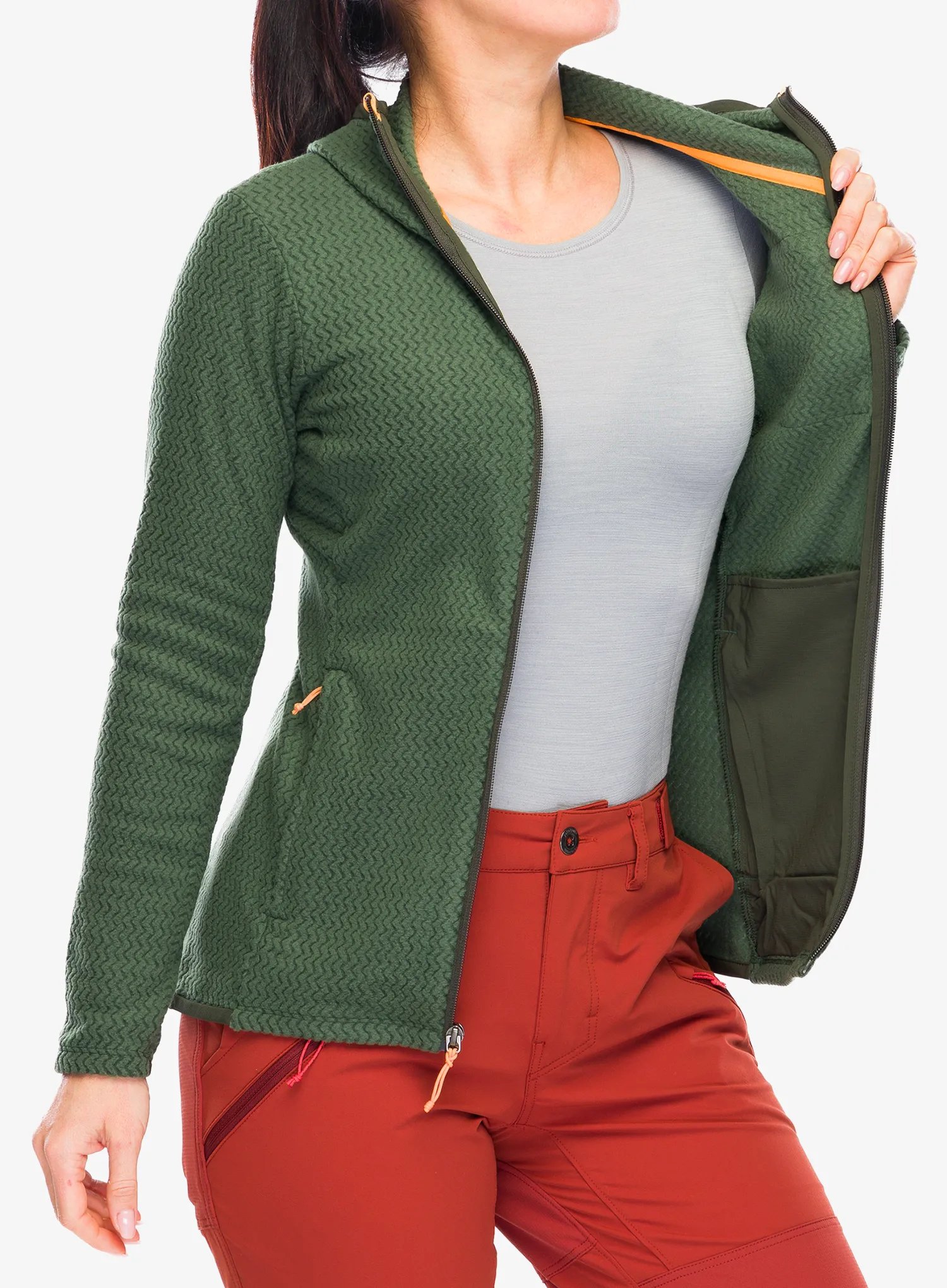Ženska jopa s kapuco Patagonia R1 Air Full-Zip Hoody - torrey pine green