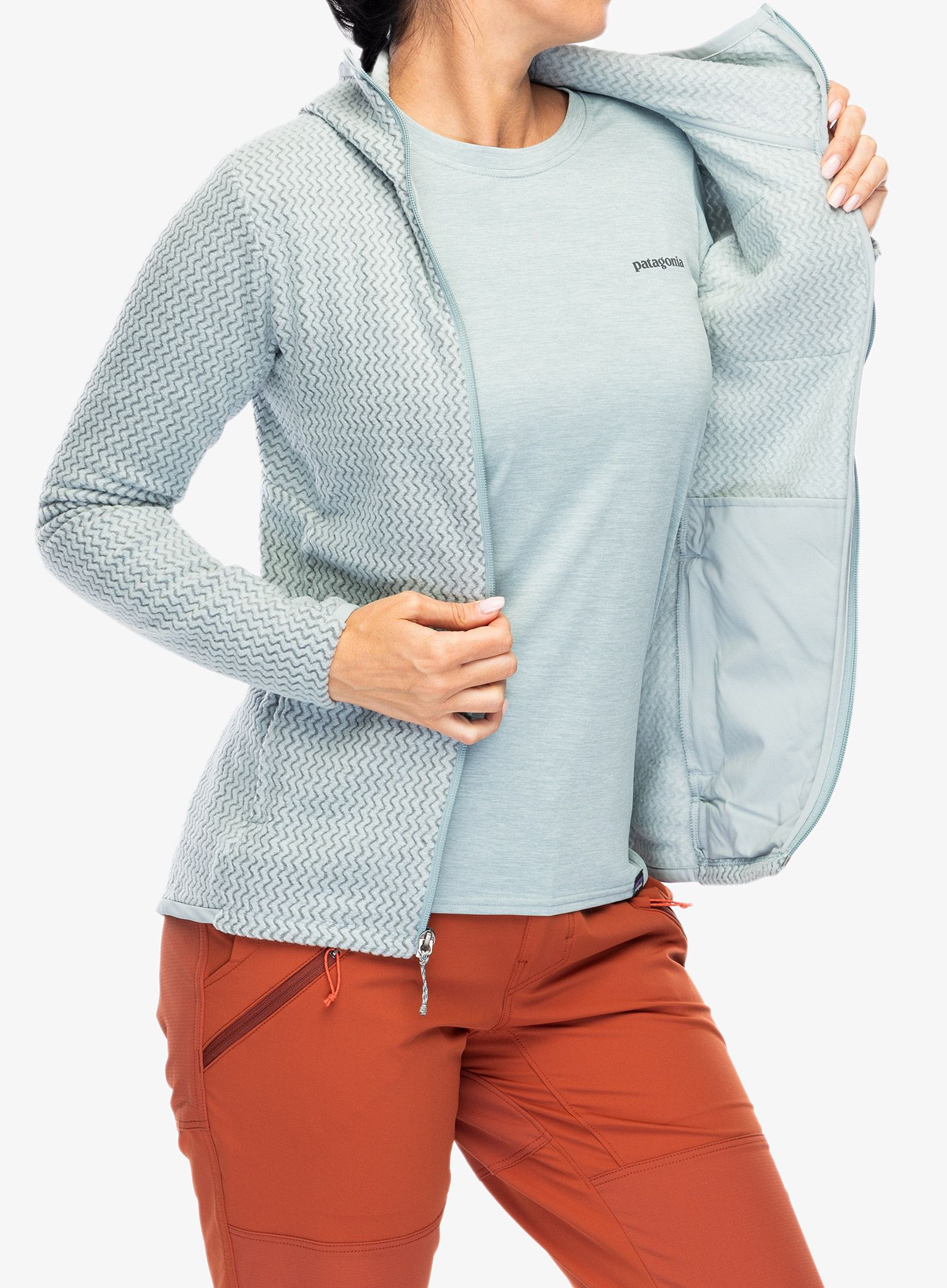 Ženska jopa s kapuco Patagonia R1 Air Full-Zip Hoody - thermal blue