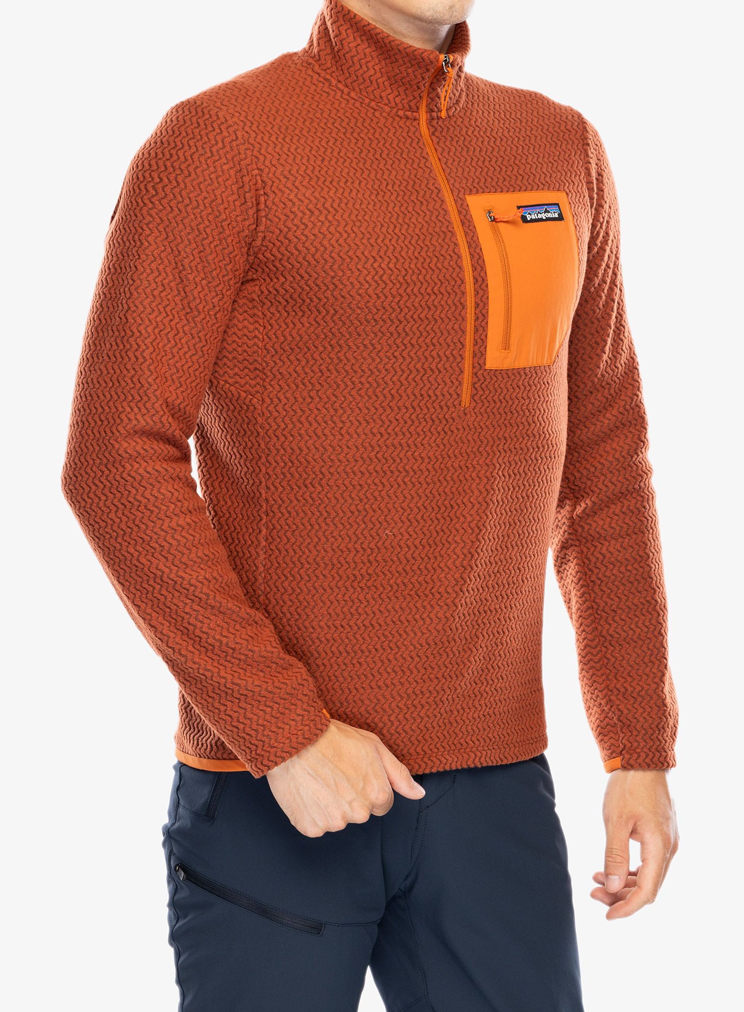 Jopica z zadrgo Patagonia R1 Air Zip Neck - burnished red