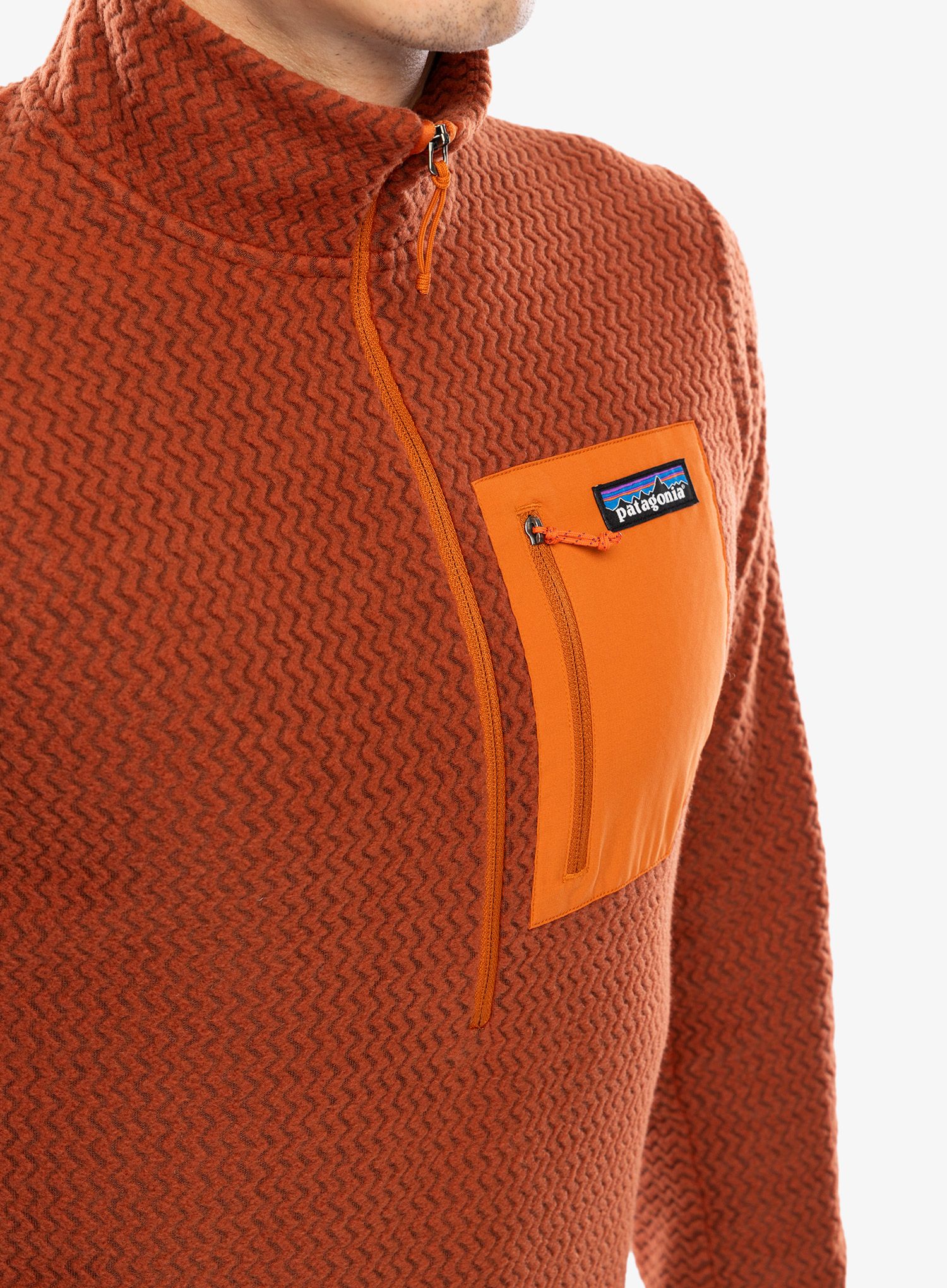 Jopica z zadrgo Patagonia R1 Air Zip Neck - burnished red