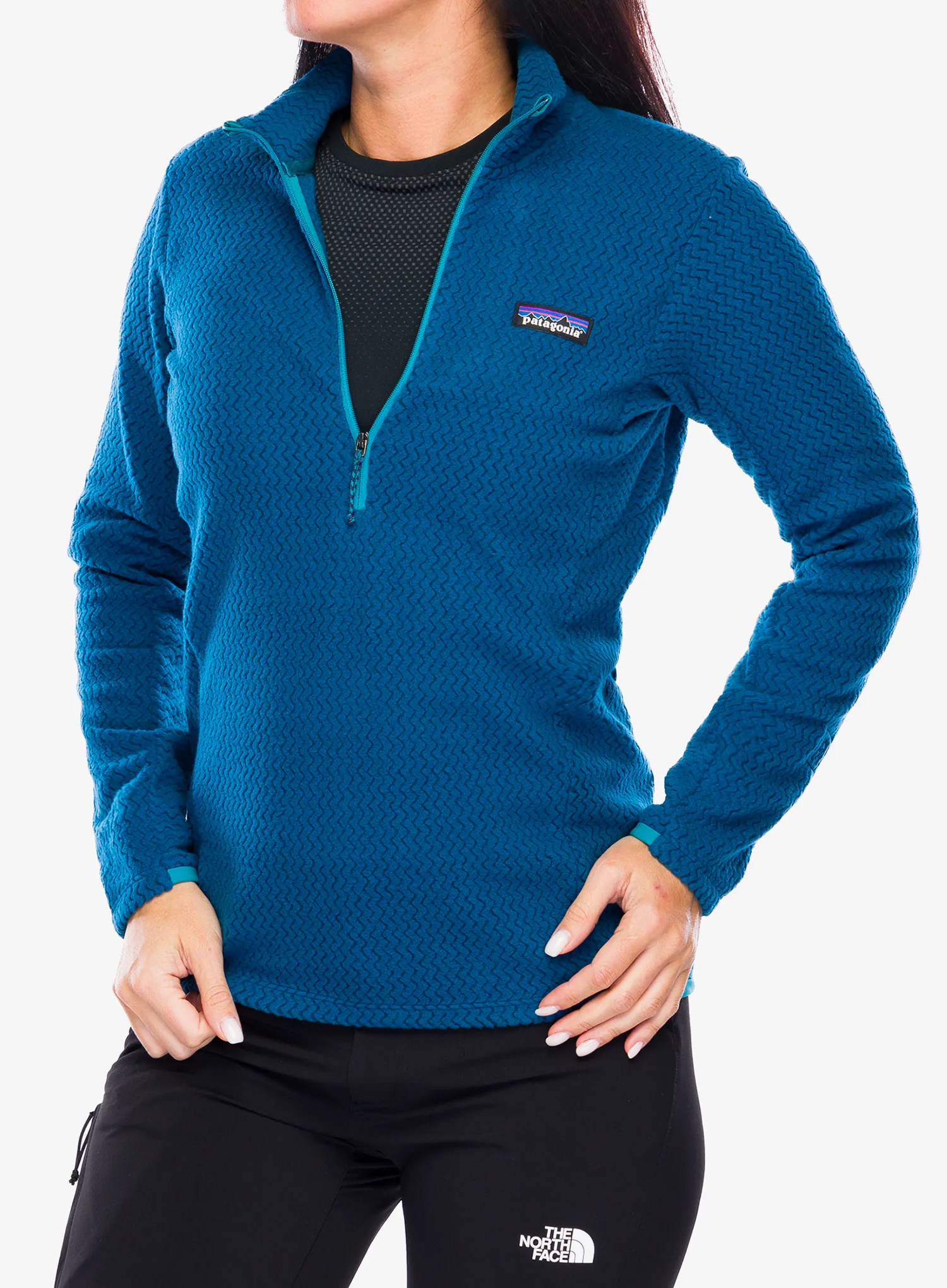 Ženska jopica z zadrgo Patagonia R1 Air Zip Neck - lagom blue