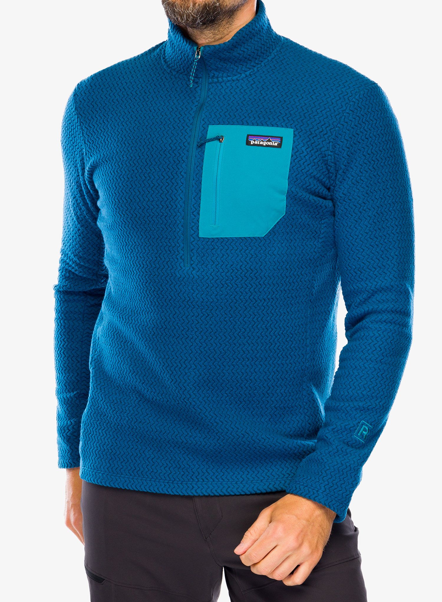 Puloverji brez kapuce Patagonia R1 Air Zip Neck - lagom blue