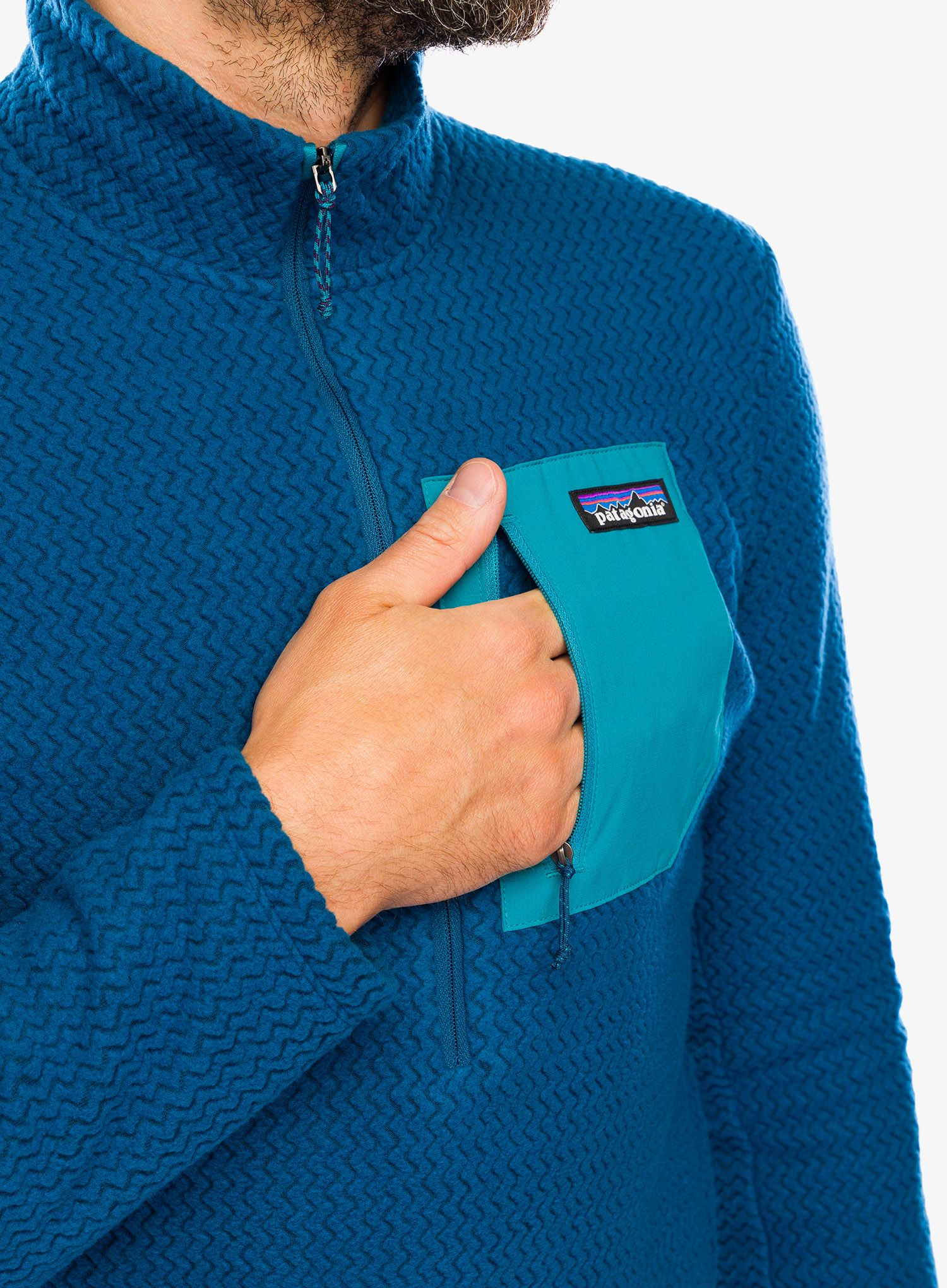 Puloverji brez kapuce Patagonia R1 Air Zip Neck - lagom blue