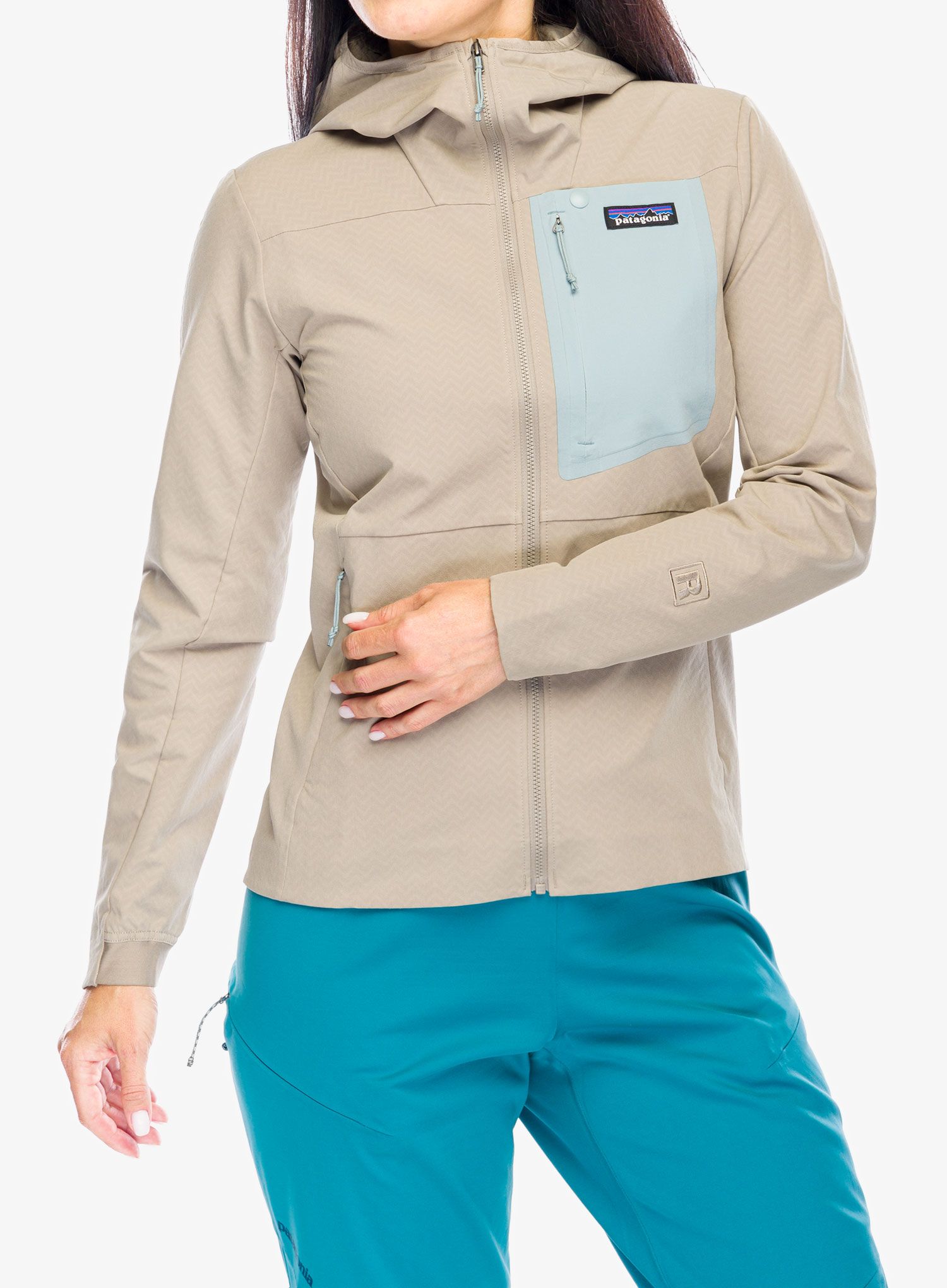 Ženska jakna Patagonia R1 CrossStrata Hoody - seabird grey