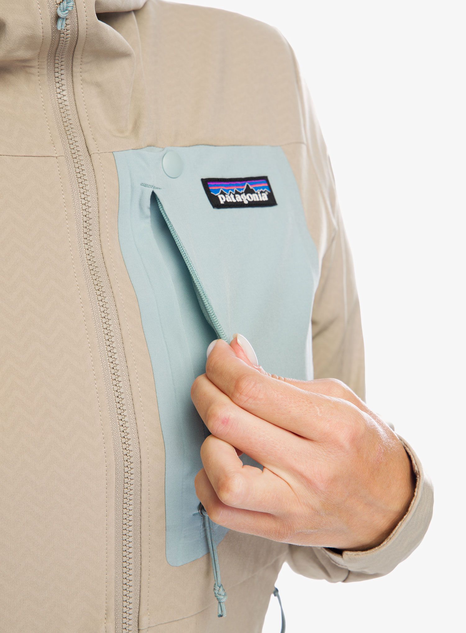 Ženska jakna Patagonia R1 CrossStrata Hoody - seabird grey