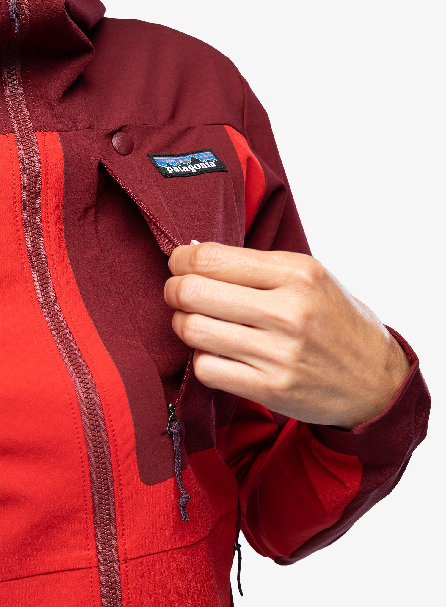 Ženska jakna Patagonia R1 CrossStrata Hoody - touring red