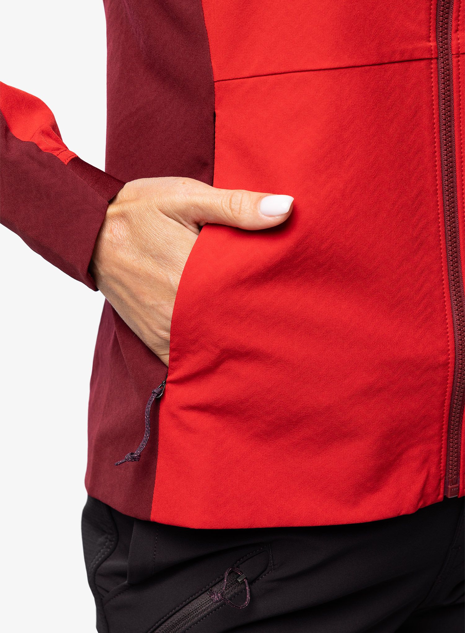 Ženska jakna Patagonia R1 CrossStrata Hoody - touring red