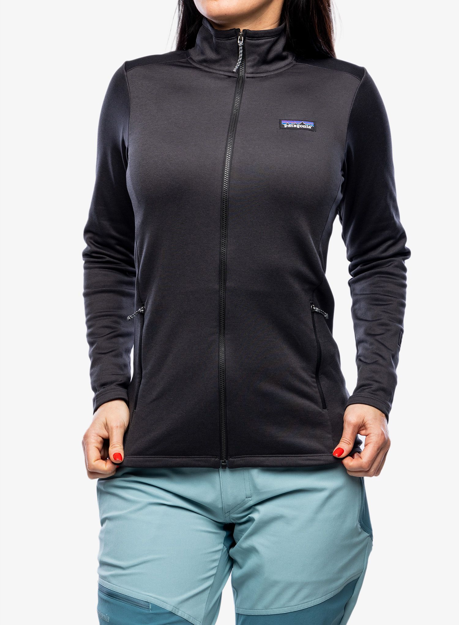 Ženska jopica z zadrgo Patagonia R1 Daily Jacket - ink black/black x-dye