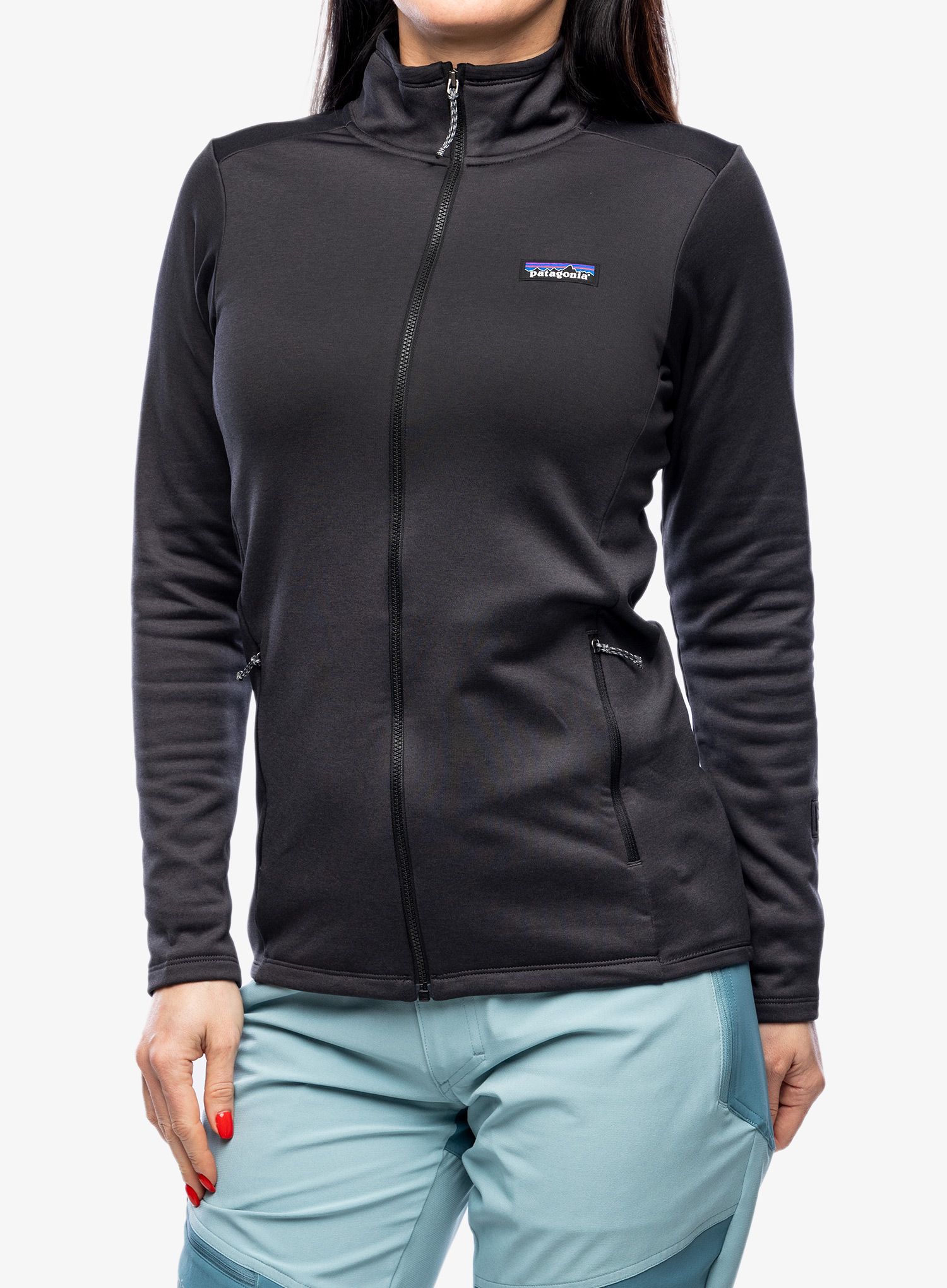 Ženska jopica z zadrgo Patagonia R1 Daily Jacket - ink black/black x-dye
