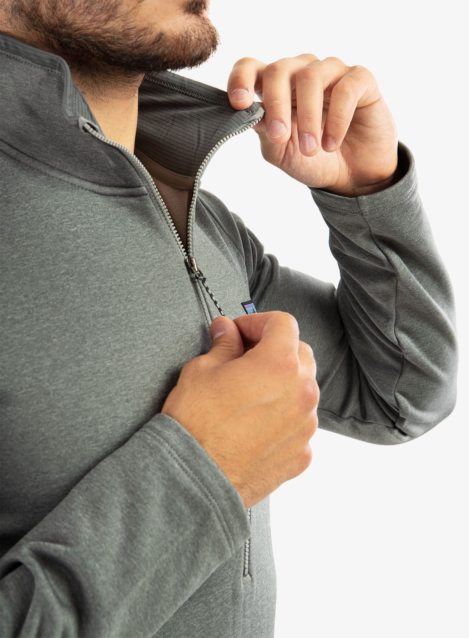Flis Patagonia R1 Daily Zip Neck - noble grey/salt grey x-dye