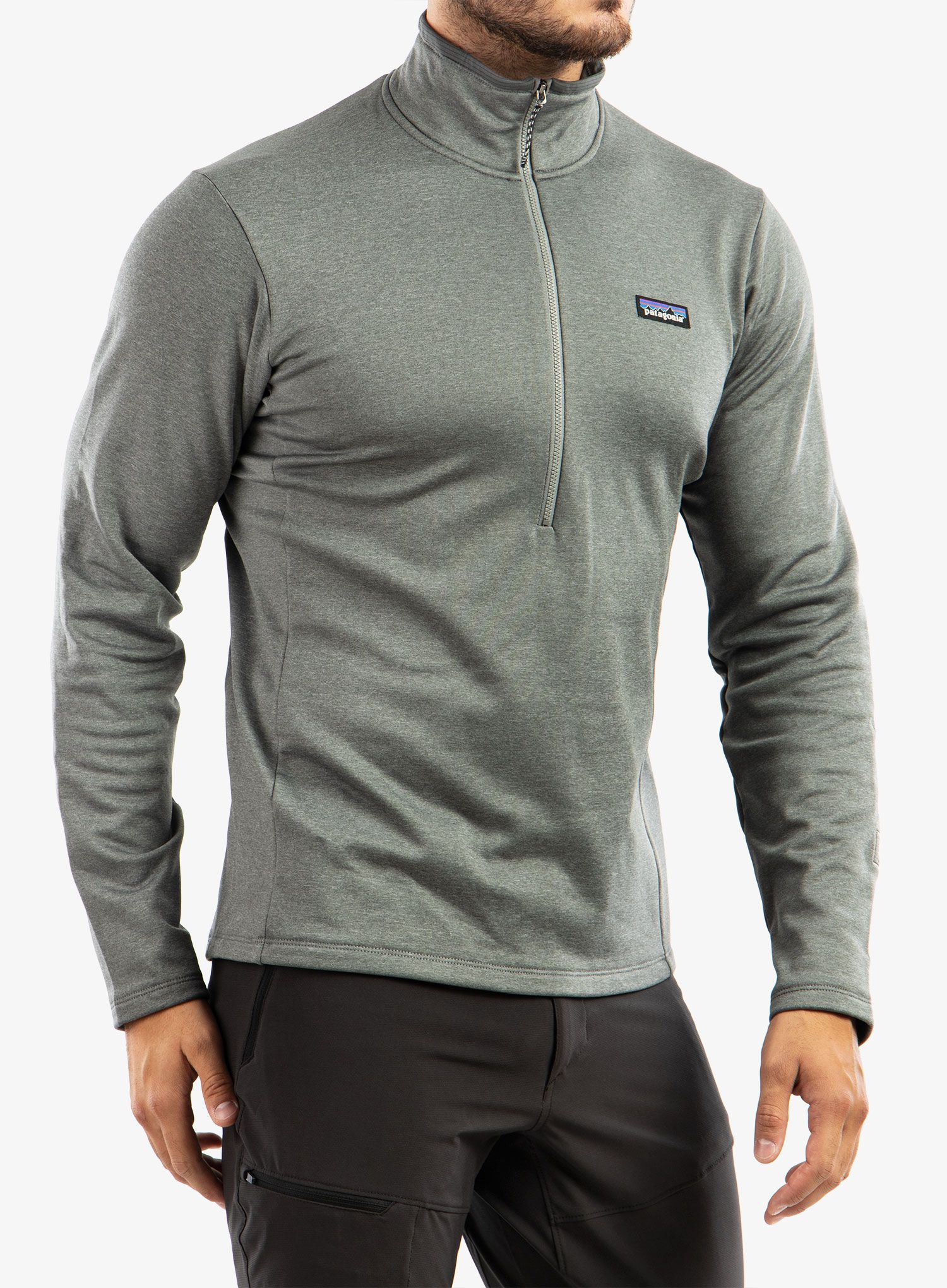 Flis Patagonia R1 Daily Zip Neck - noble grey/salt grey x-dye