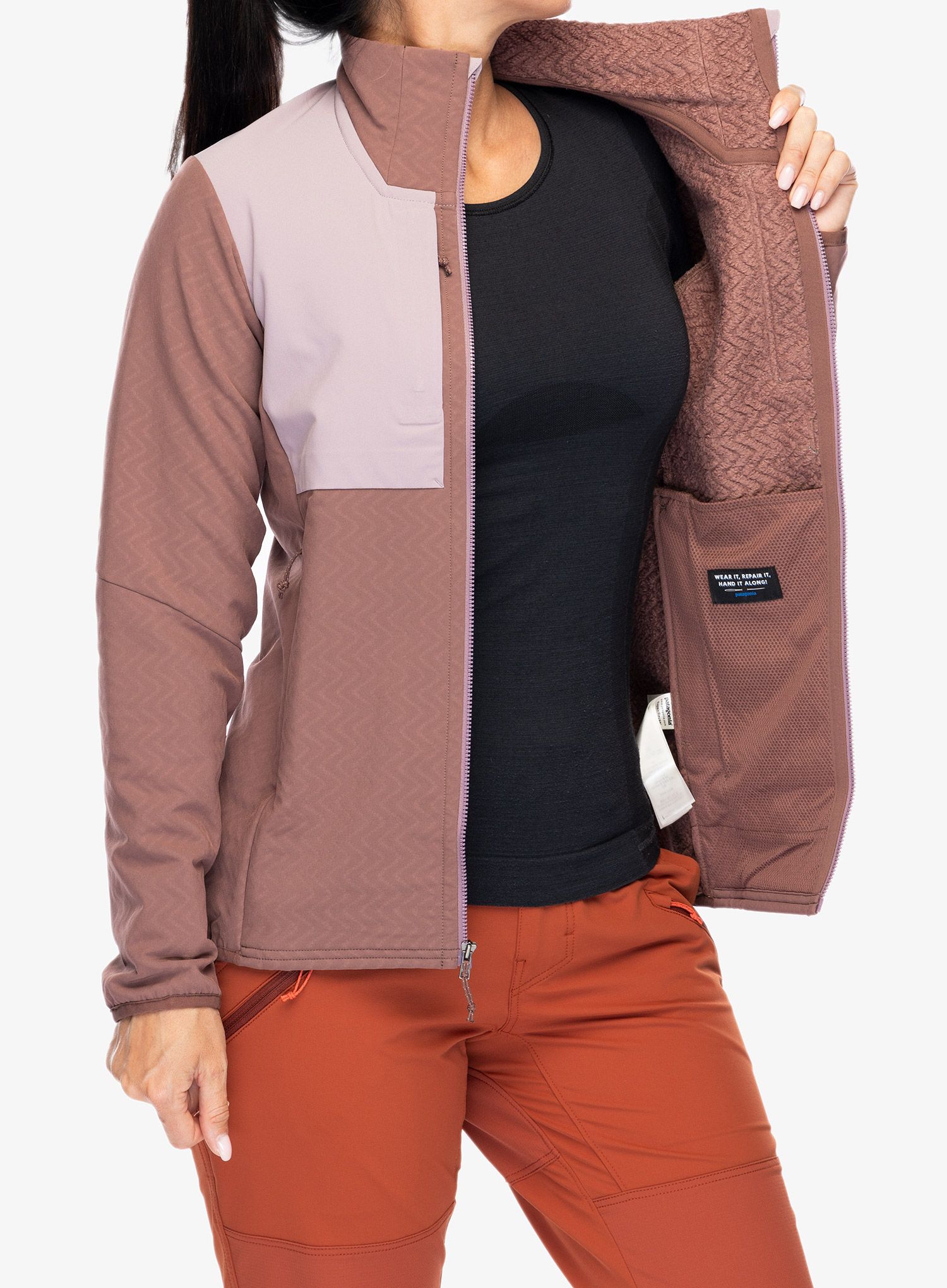 Ženska softshell jakna Patagonia R2 CrossStrata Jacket - dulse mauve