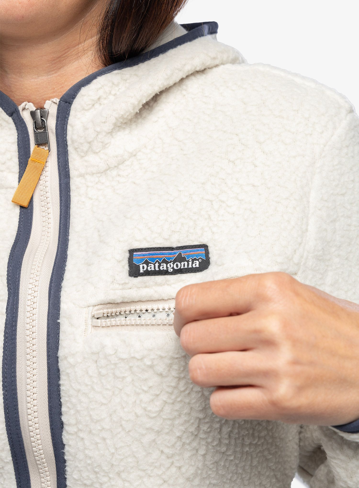 Ženski flis s kapuco Patagonia Retro Pile Hoody - pelican