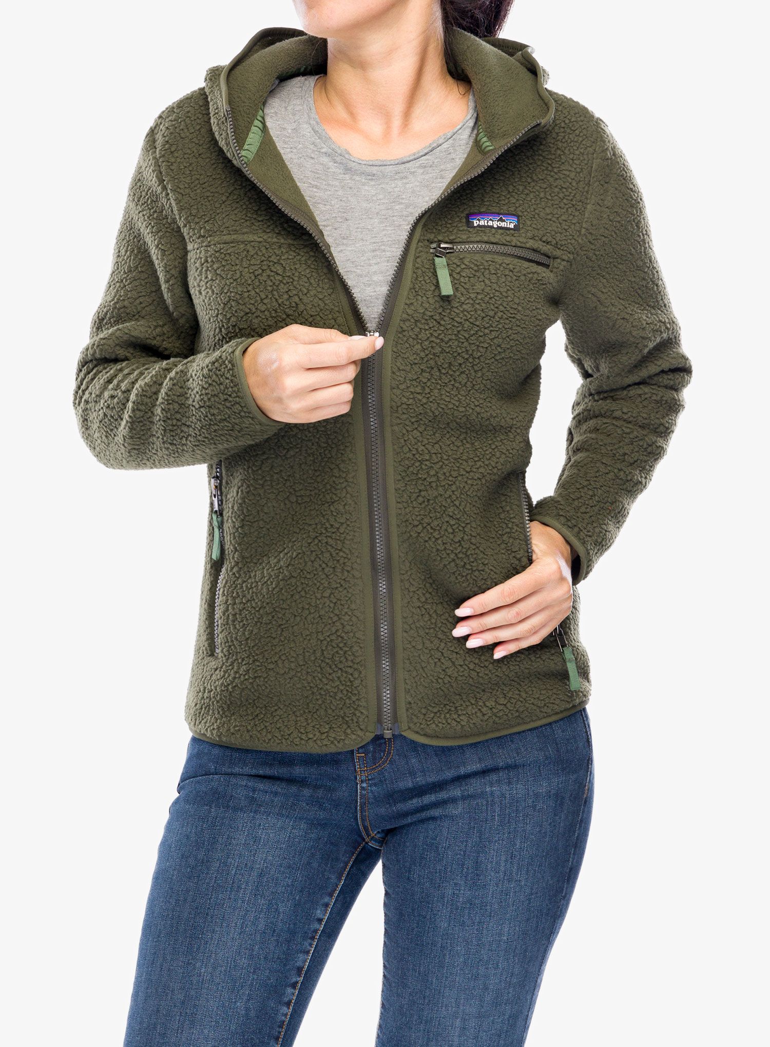 Ženski flis Patagonia Retro Pile Hoody - pine needle green