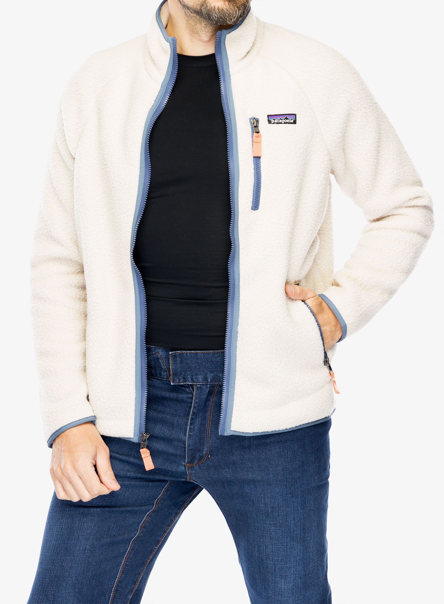 Flis Patagonia Retro Pile Jacket - dark natural/blue