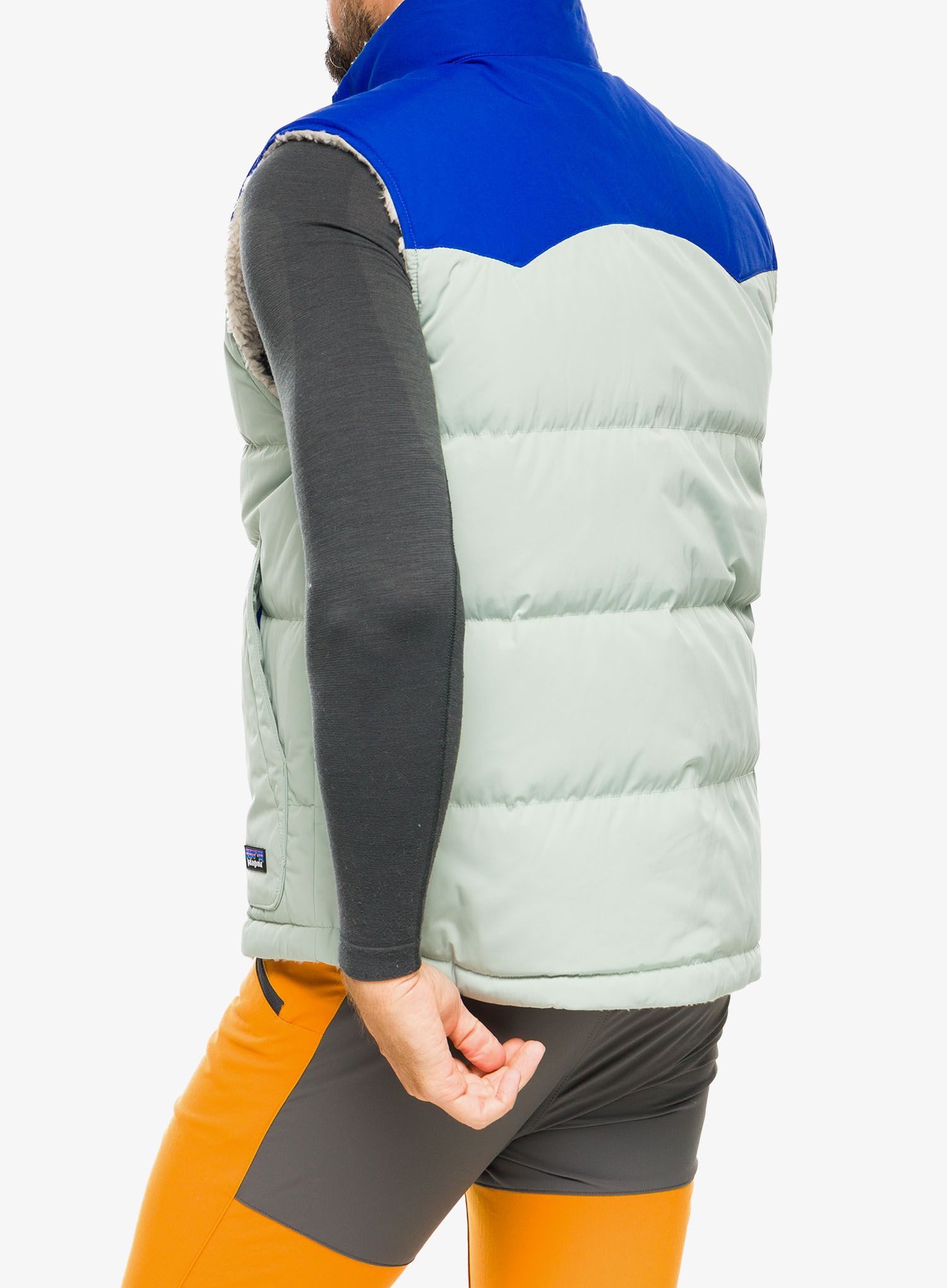 Moški brezrokavnik Patagonia Reversible Bivy Down Vest - sleet green
