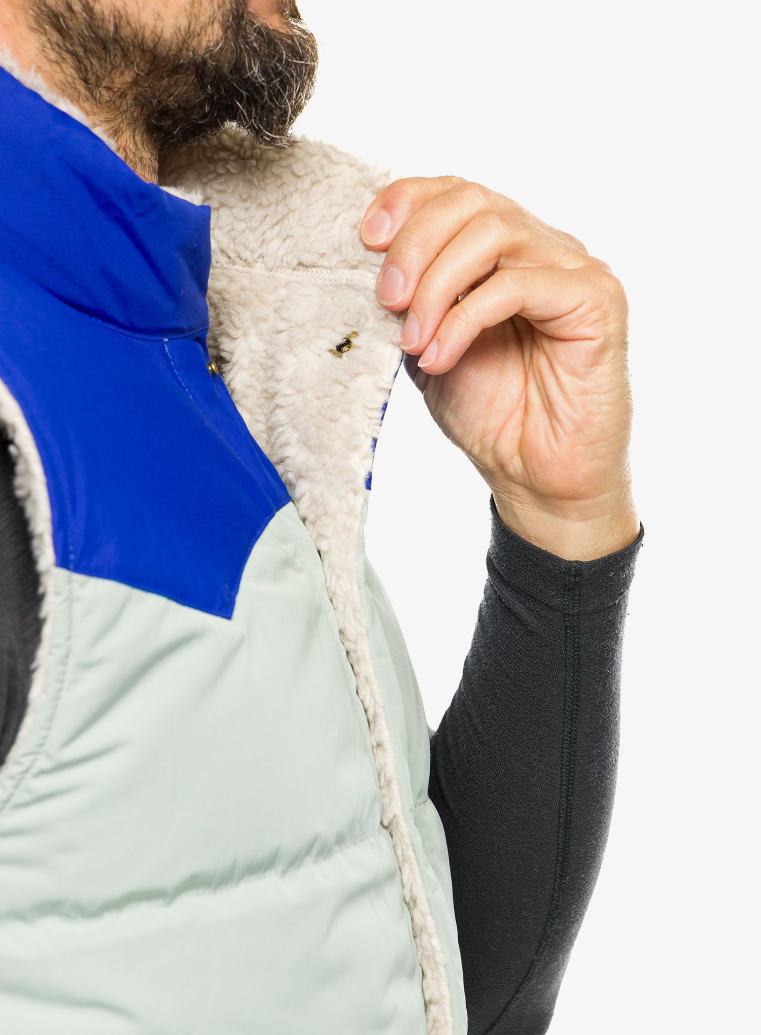 Moški brezrokavnik Patagonia Reversible Bivy Down Vest - sleet green