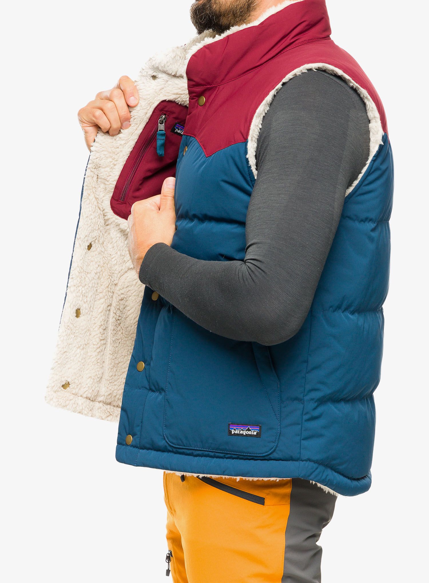 Puhasti brezrokavnik Patagonia Reversible Bivy Down Vest - tidepool blue