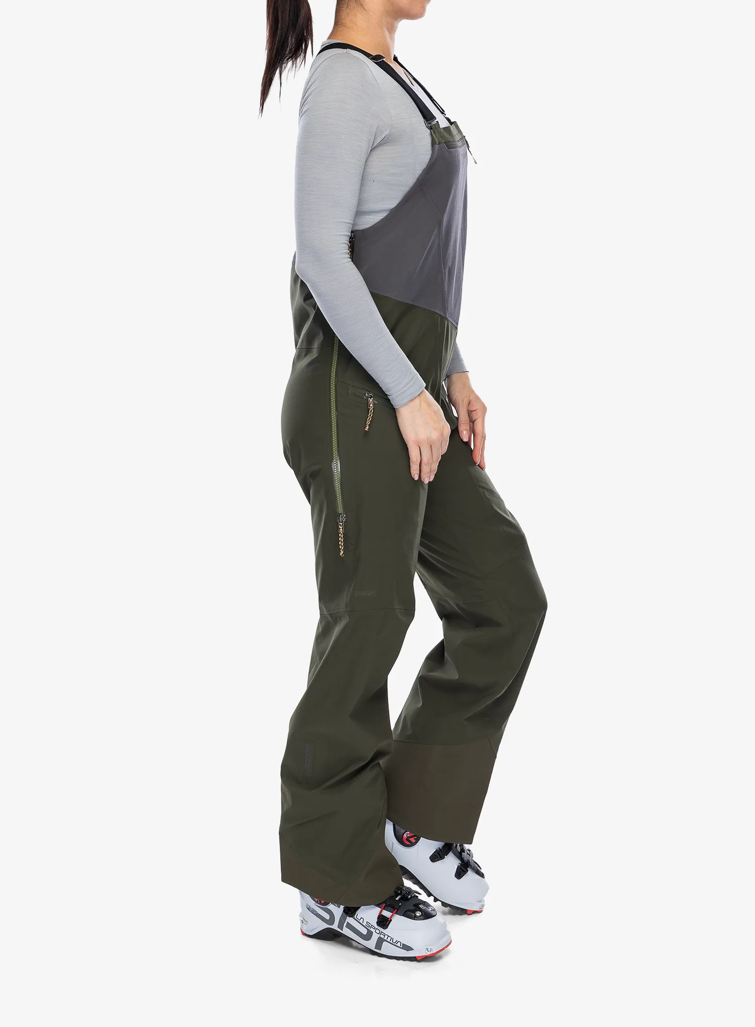 Ženske hlače za turno smučanje Patagonia SnowDrifter Bibs - pine needle green