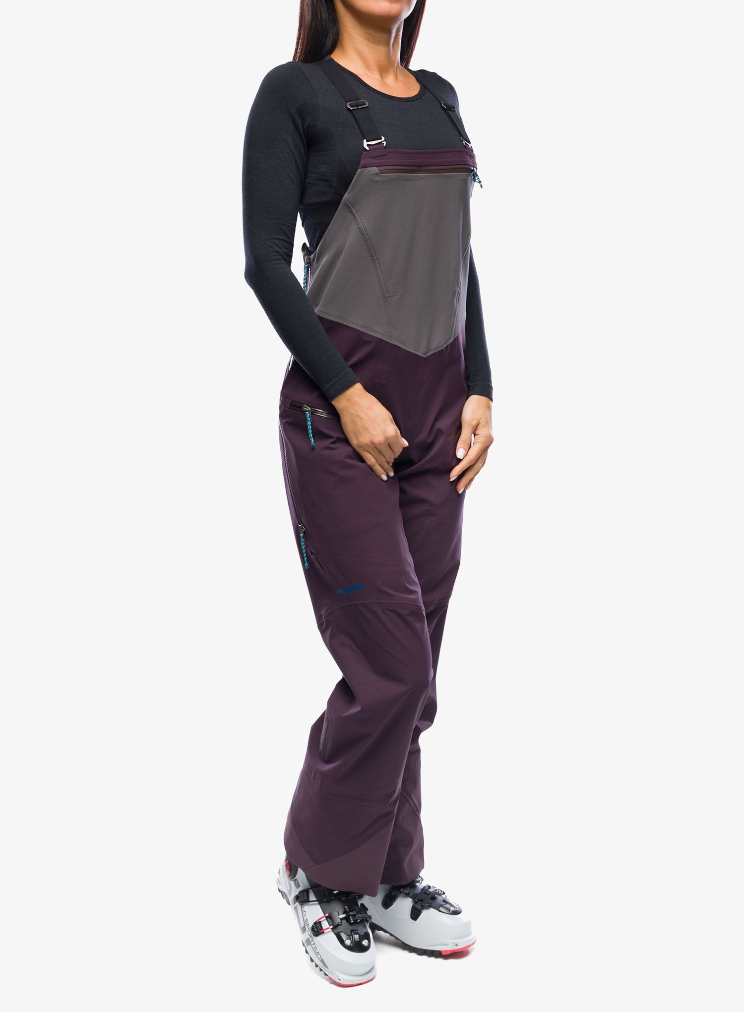 Ženske hlače za turno smučanje Patagonia SnowDrifter Bibs - plum