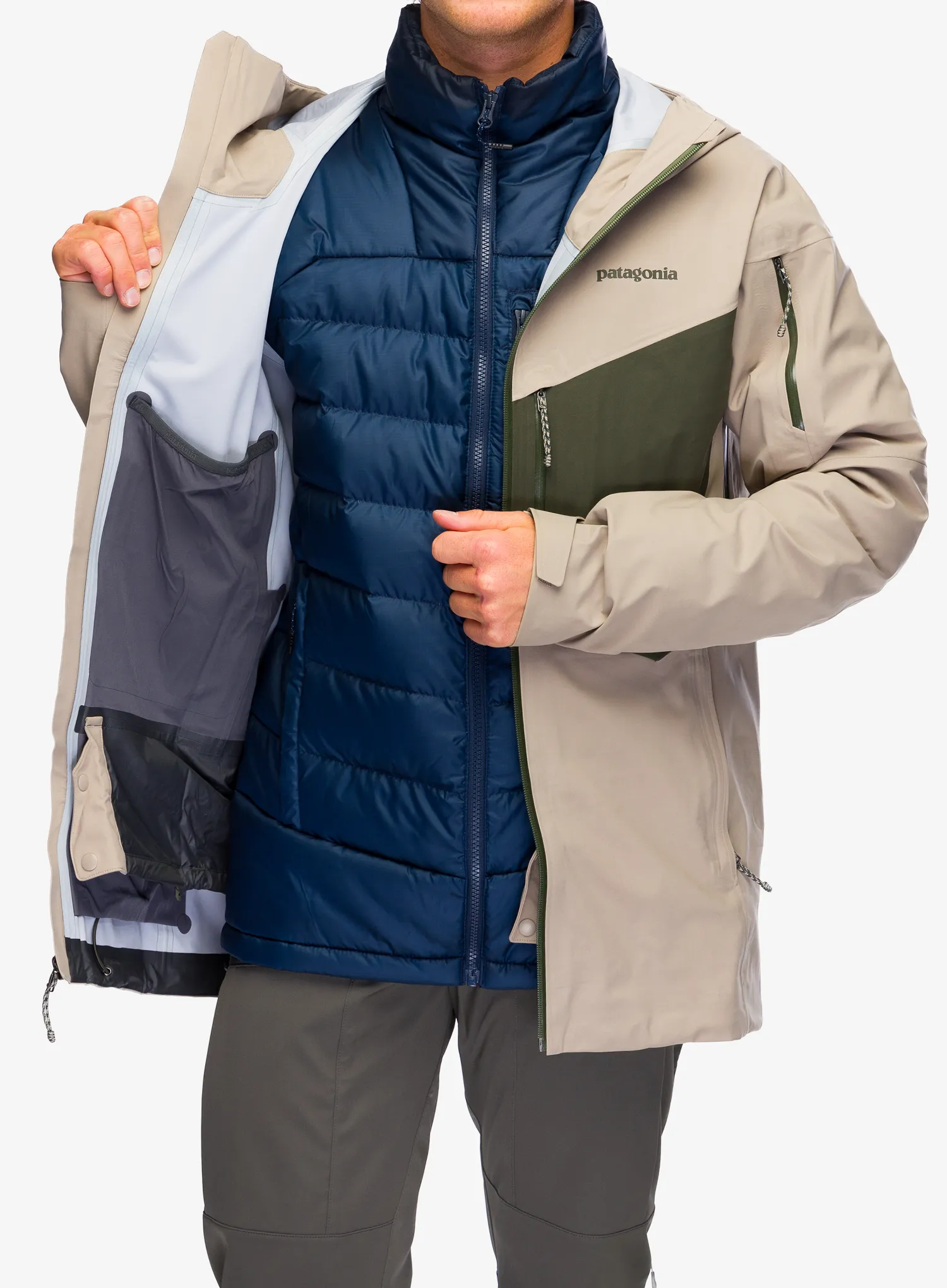 Jakna za turno smučanje Patagonia SnowDrifter Jacket - seabird grey