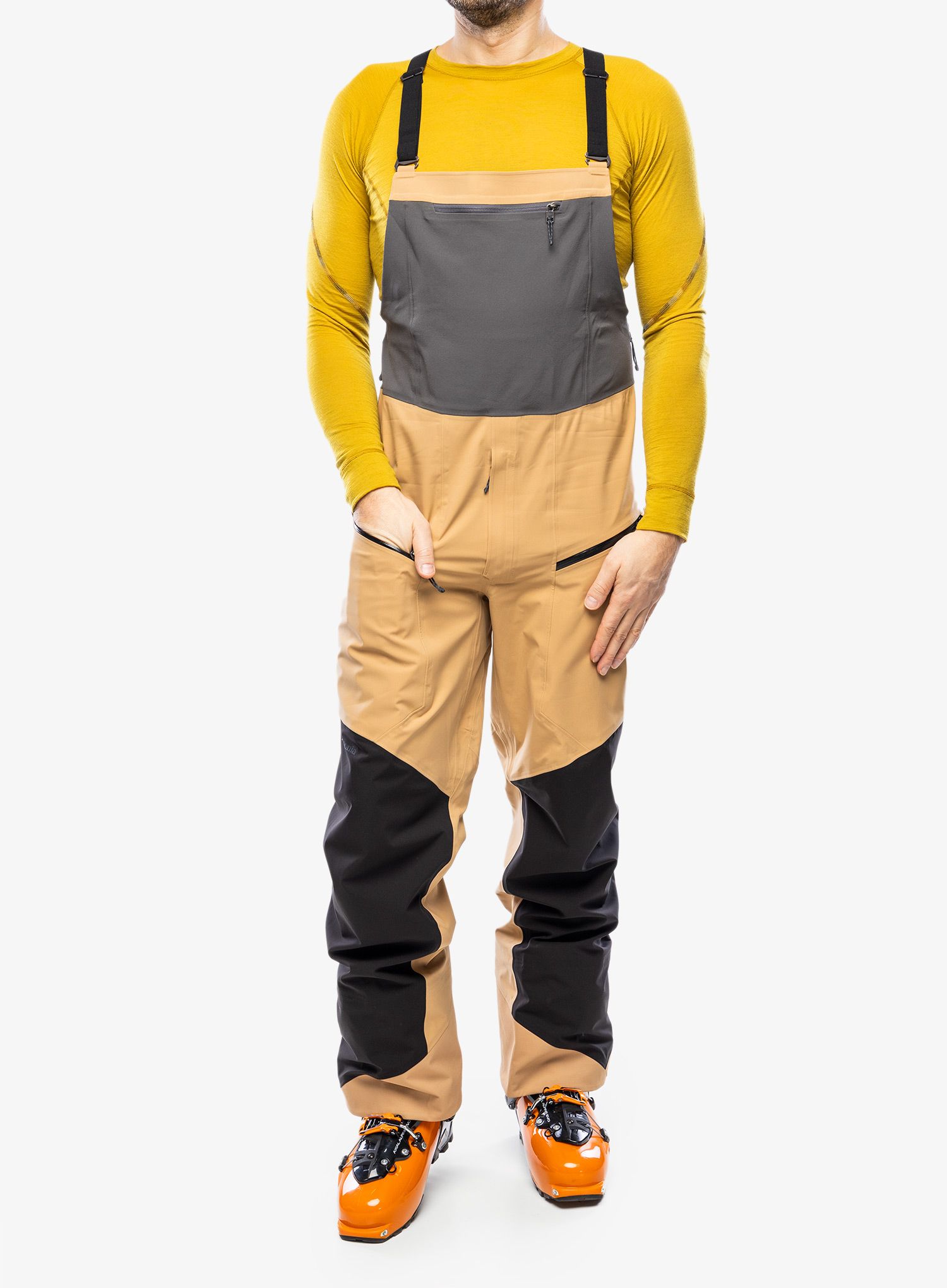 Hlače za turno smučanje Patagonia Snowdrifter Bibs - grayling brown